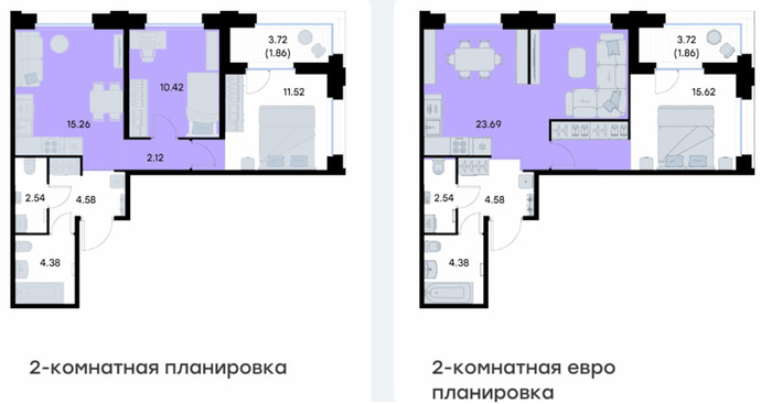 планировка 2к