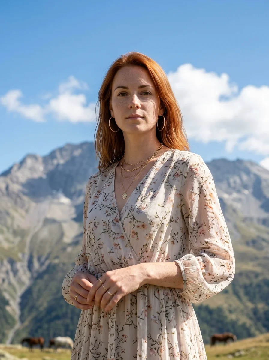 Цветы и горы — иллюстрация ИИ-стиля