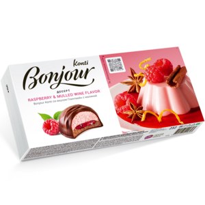 Десерт Bonjour Konti со вкусом Глинтвейн с малиной 232 гр