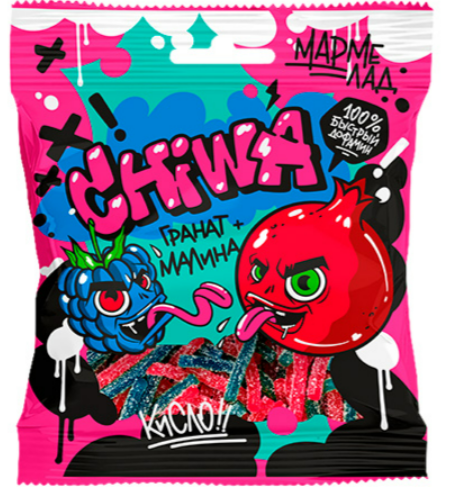 CHI-WA-WA GRAFFITI  КУСОЧКИ SPAGHETTI ГРАНАТ И МАЛИНА КИСЛЫЙ 90ГР  