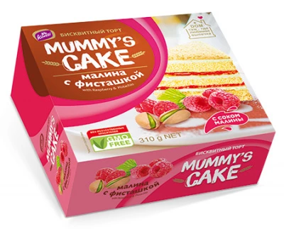 Торт бисквитный Mummy's cake малина с фисташкой 310 гр