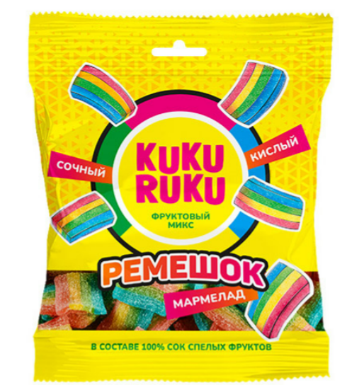 KUKU RUKU  КУСОЧКИ РЕМЕШОК ФРУКТОВЫЙ МИКС КИСЛЫЙ 150ГР  