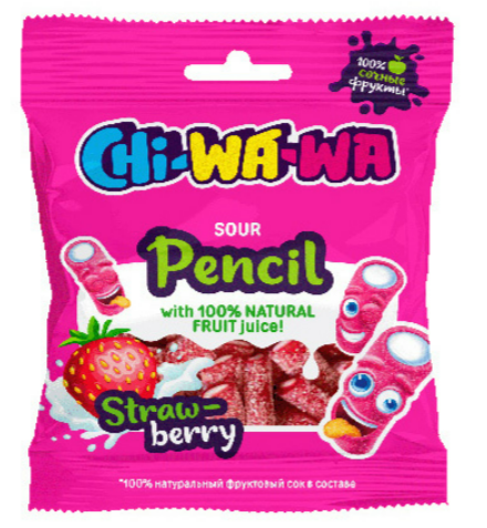 CHI-WA-WA PACK КУСОЧКИ КАРАНДАШ КЛУБНИКА КИСЛЫЙ 60ГР  