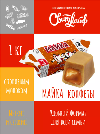 Конфеты неглаз. "Майка" флоупак 1000г   