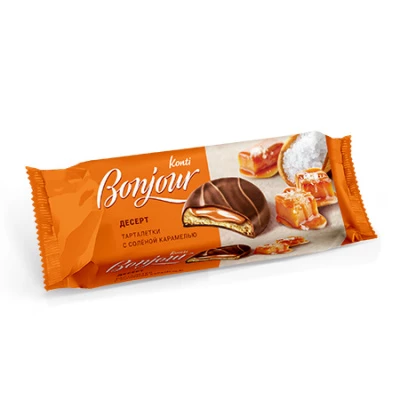 Тарталетки Bonjour Konti со вкусом соленой карамели 220 гр