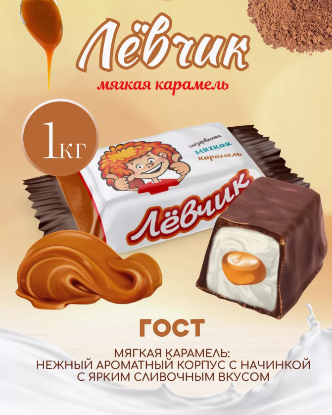Конфеты глаз. "Левчик" с мягкой карамелью 1000г  