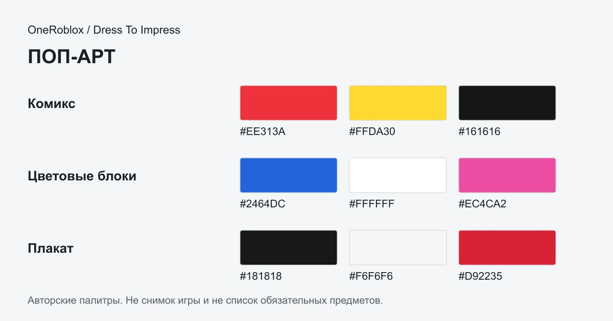 Поп-арт в Dress To Impress: идеи ярких образов