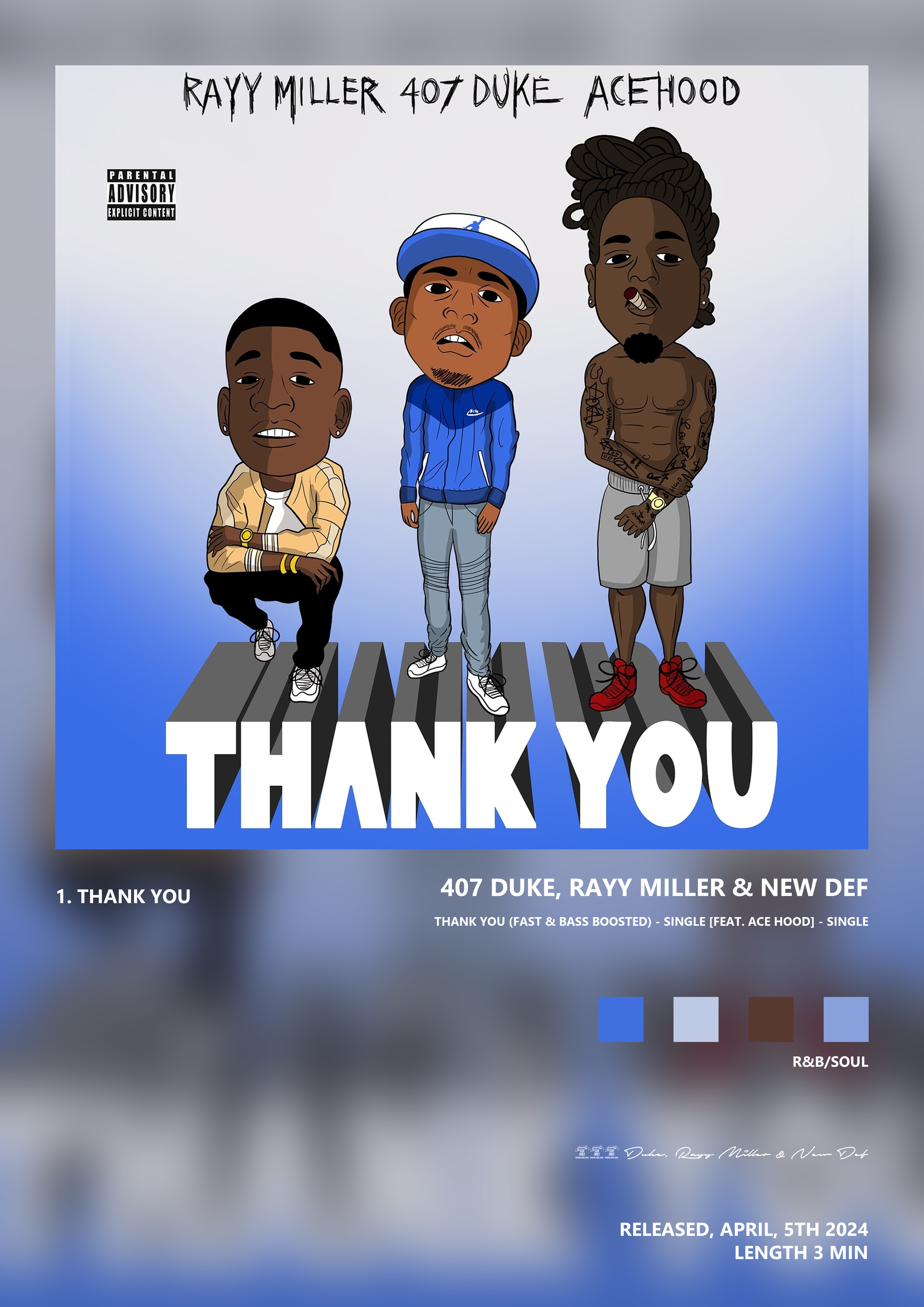 Music poster: 407 Duke Rayy Miller New Def - Thank You Fast Bass Boosted - Single feat Ace Hood - Single