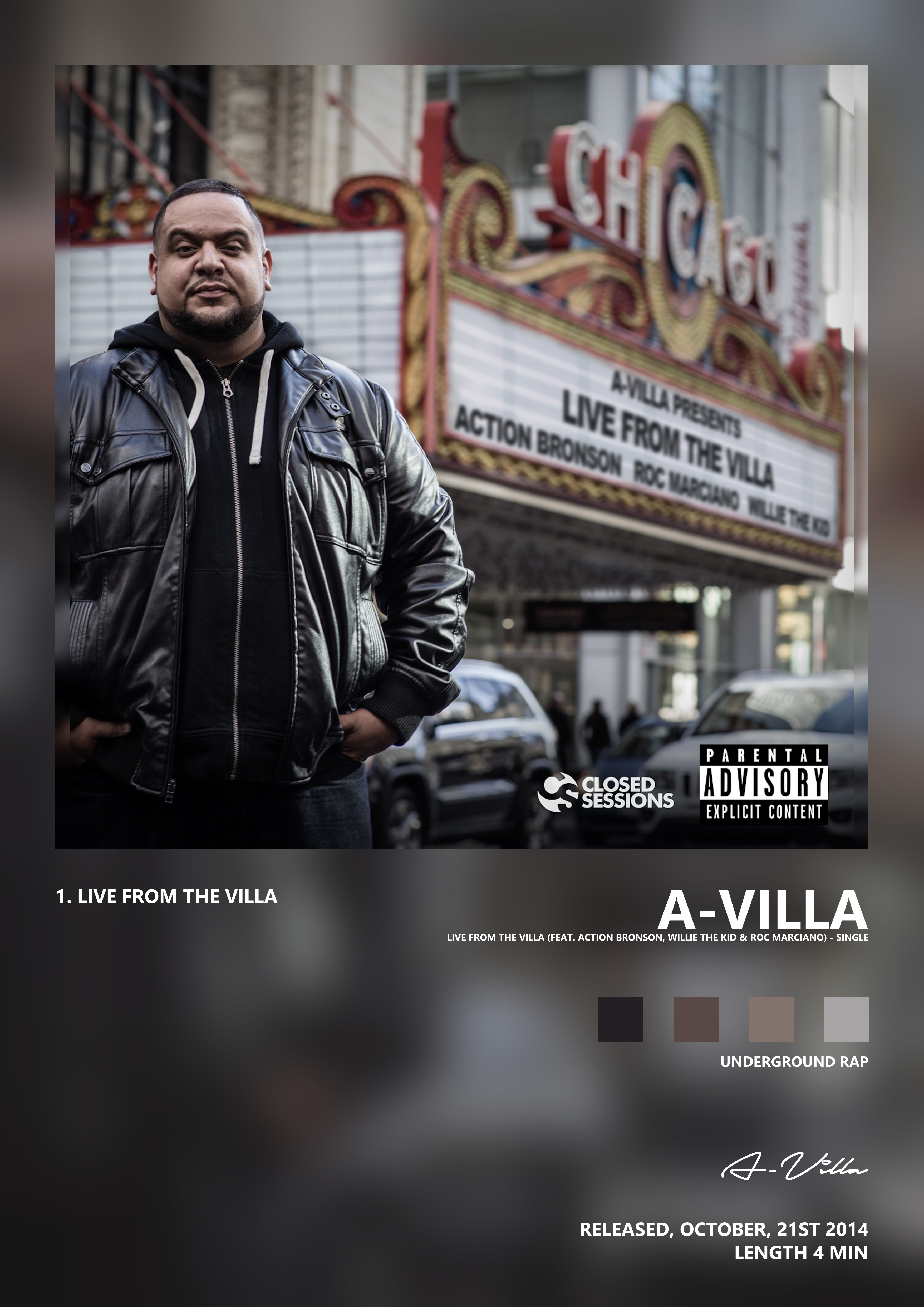 Music poster: A-Villa - Live from the Villa feat Action Bronson Willie the Kid Roc Marciano - Single