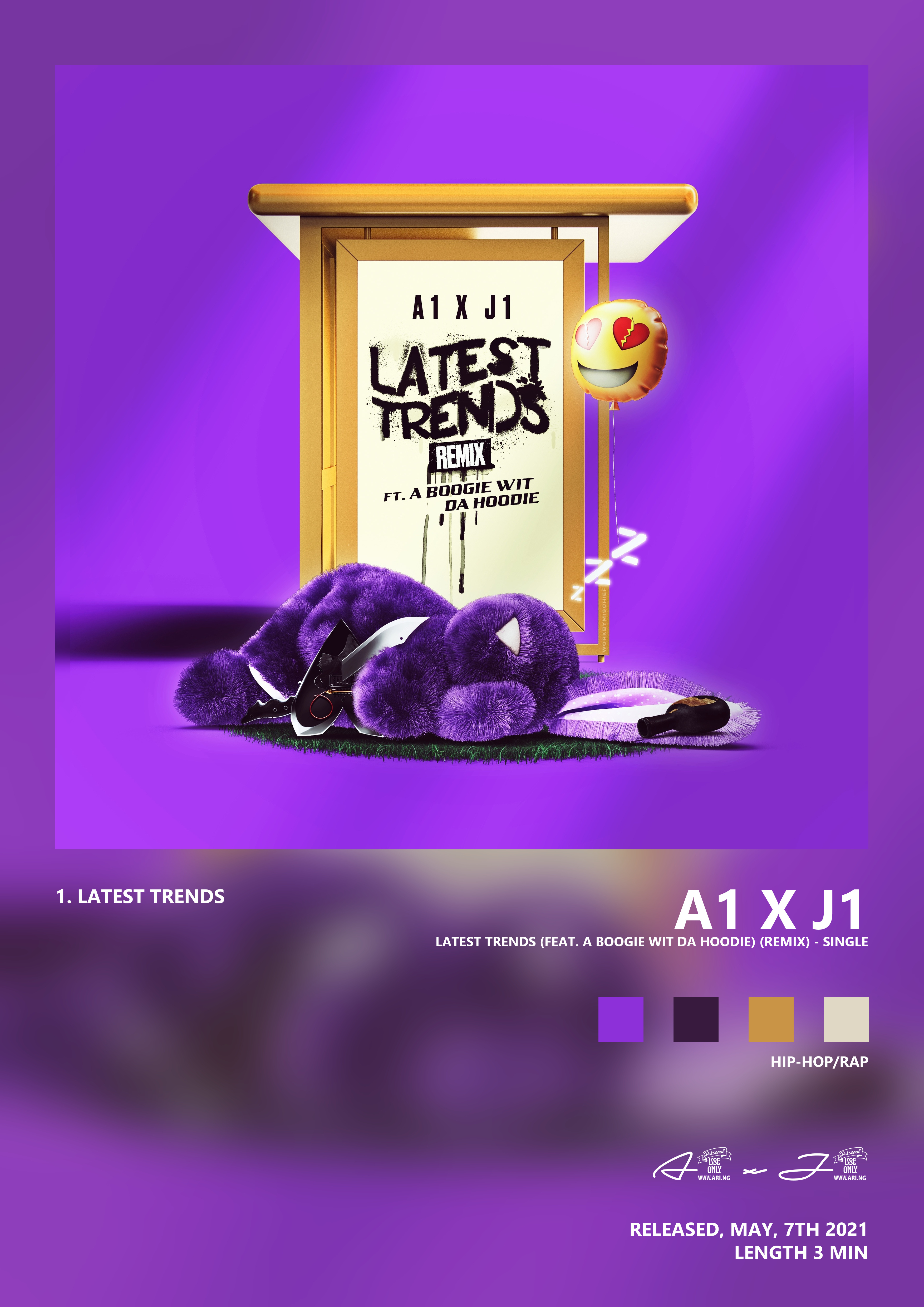 Music poster: A1 x J1 - Latest Trends feat A Boogie wit da Hoodie Remix - Single