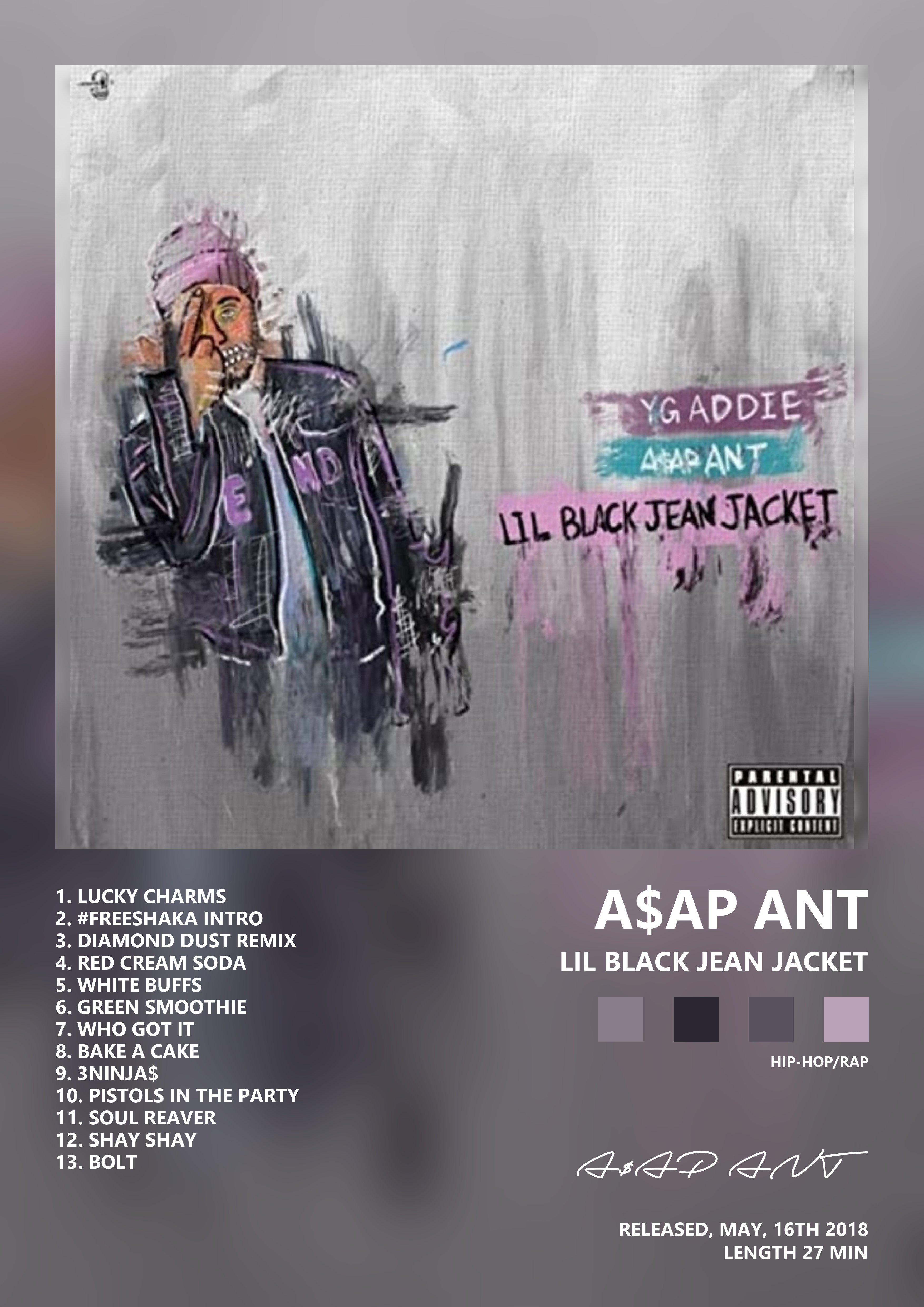 Music poster: AAP ANT - Lil Black Jean Jacket