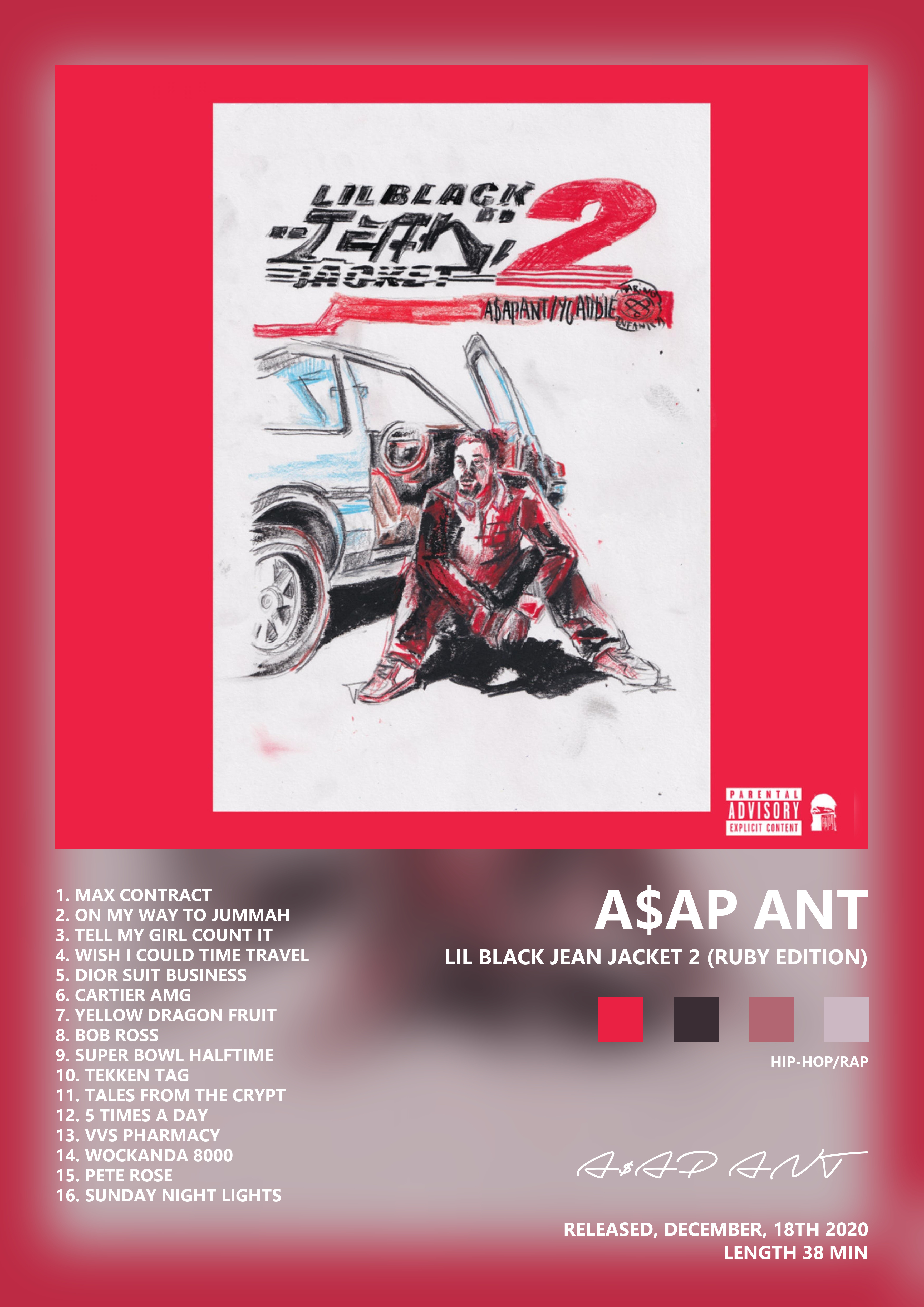 Music poster: AAP ANT - Lil Black Jean Jacket 2 Ruby Edition