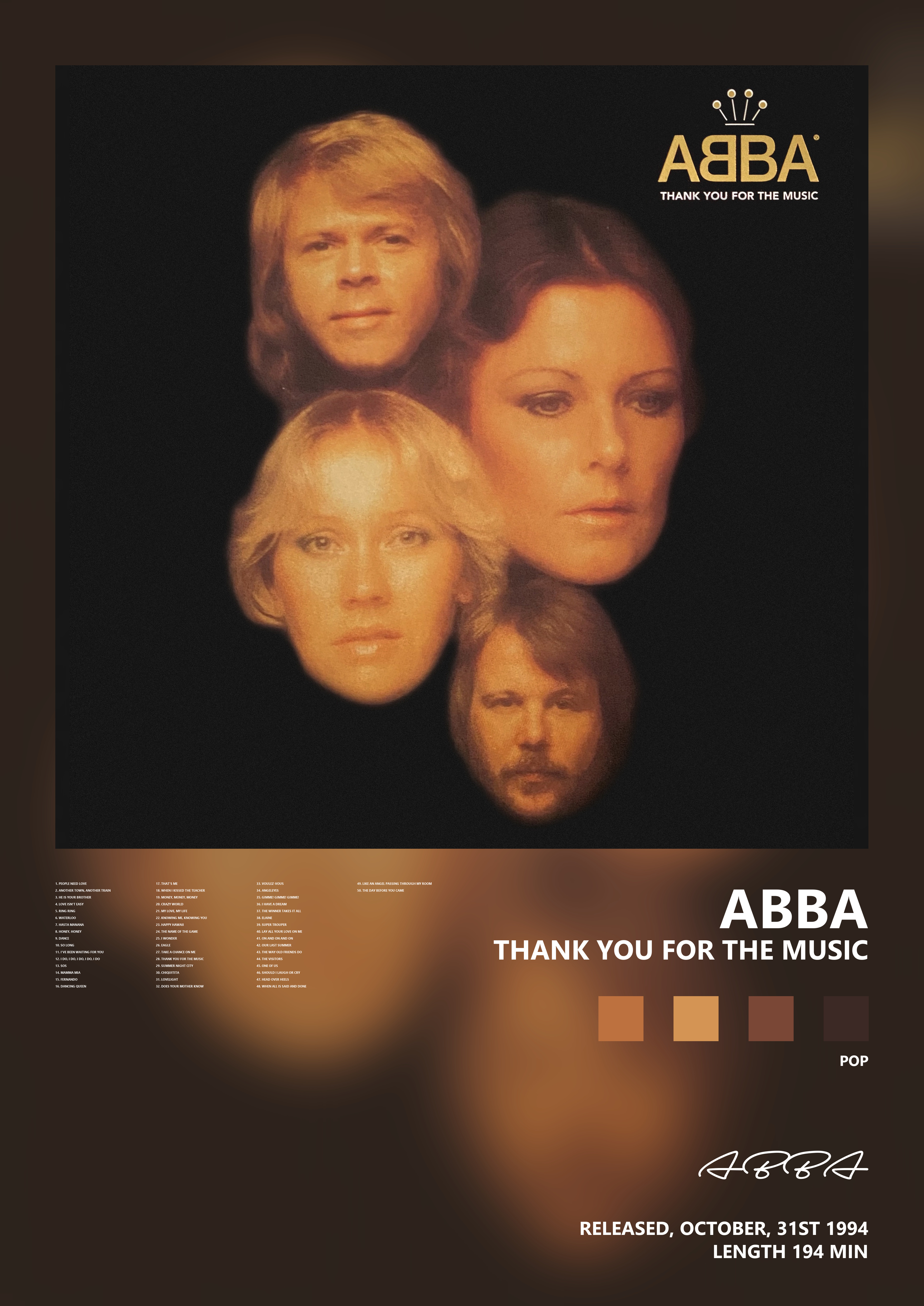 Music poster: ABBA - Thank You For The Music