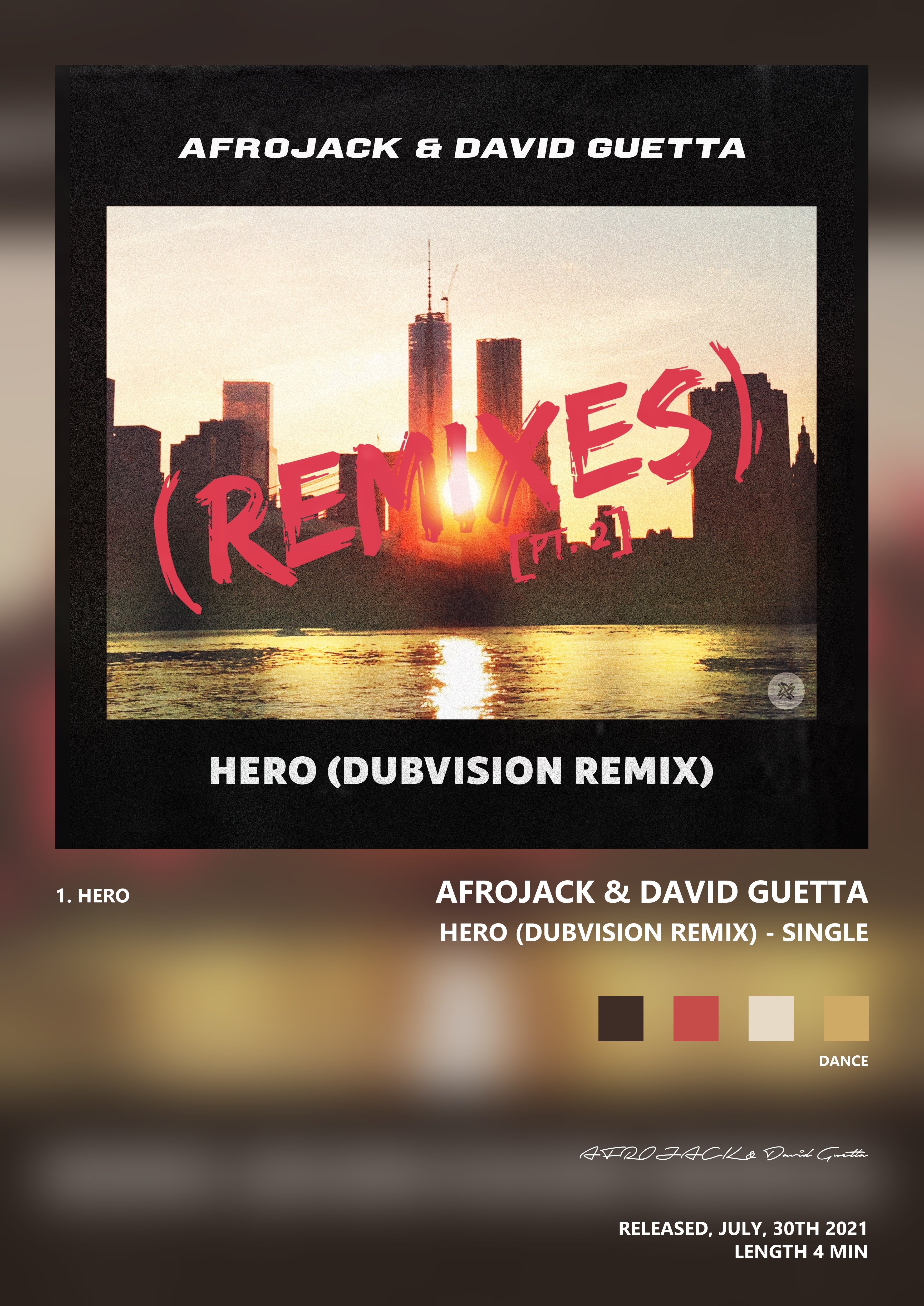 Music poster: AFROJACK David Guetta - Hero Dubvision Remix - Single