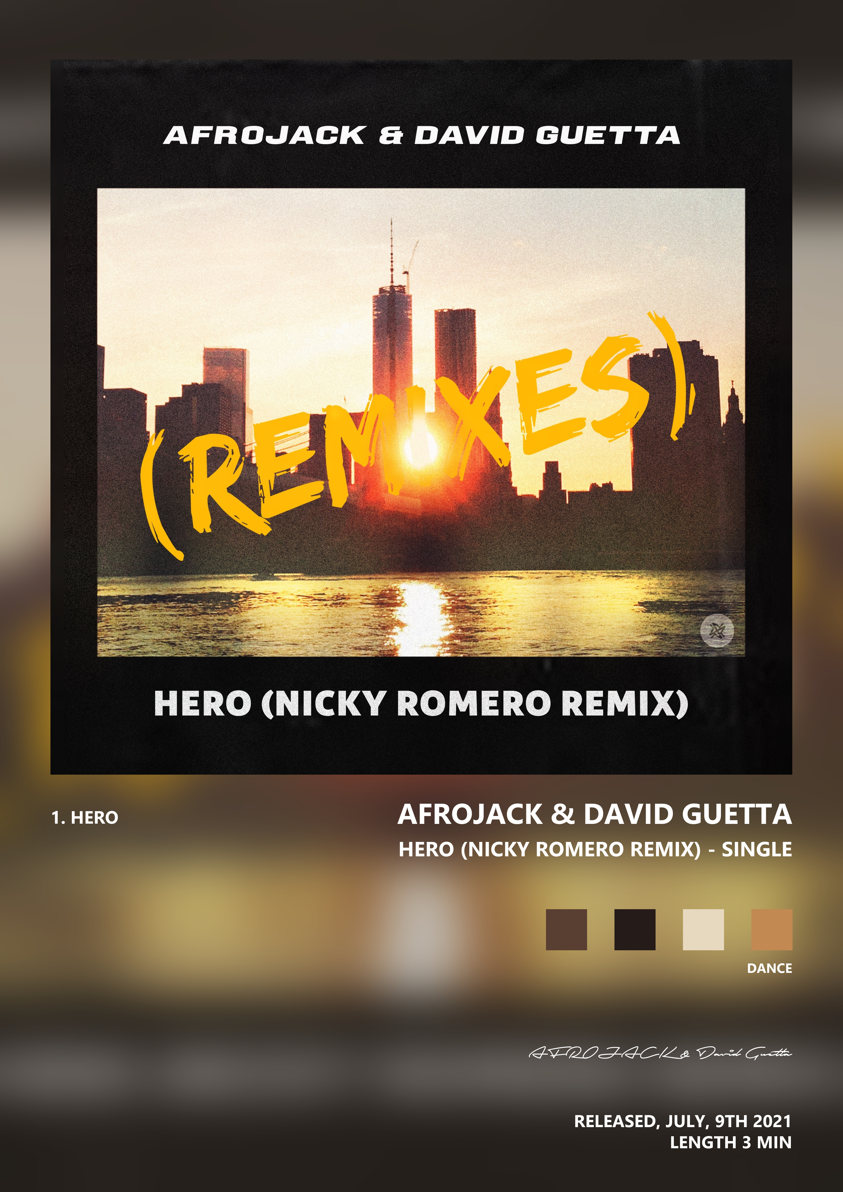 Music poster: AFROJACK David Guetta - Hero Nicky Romero Remix - Single