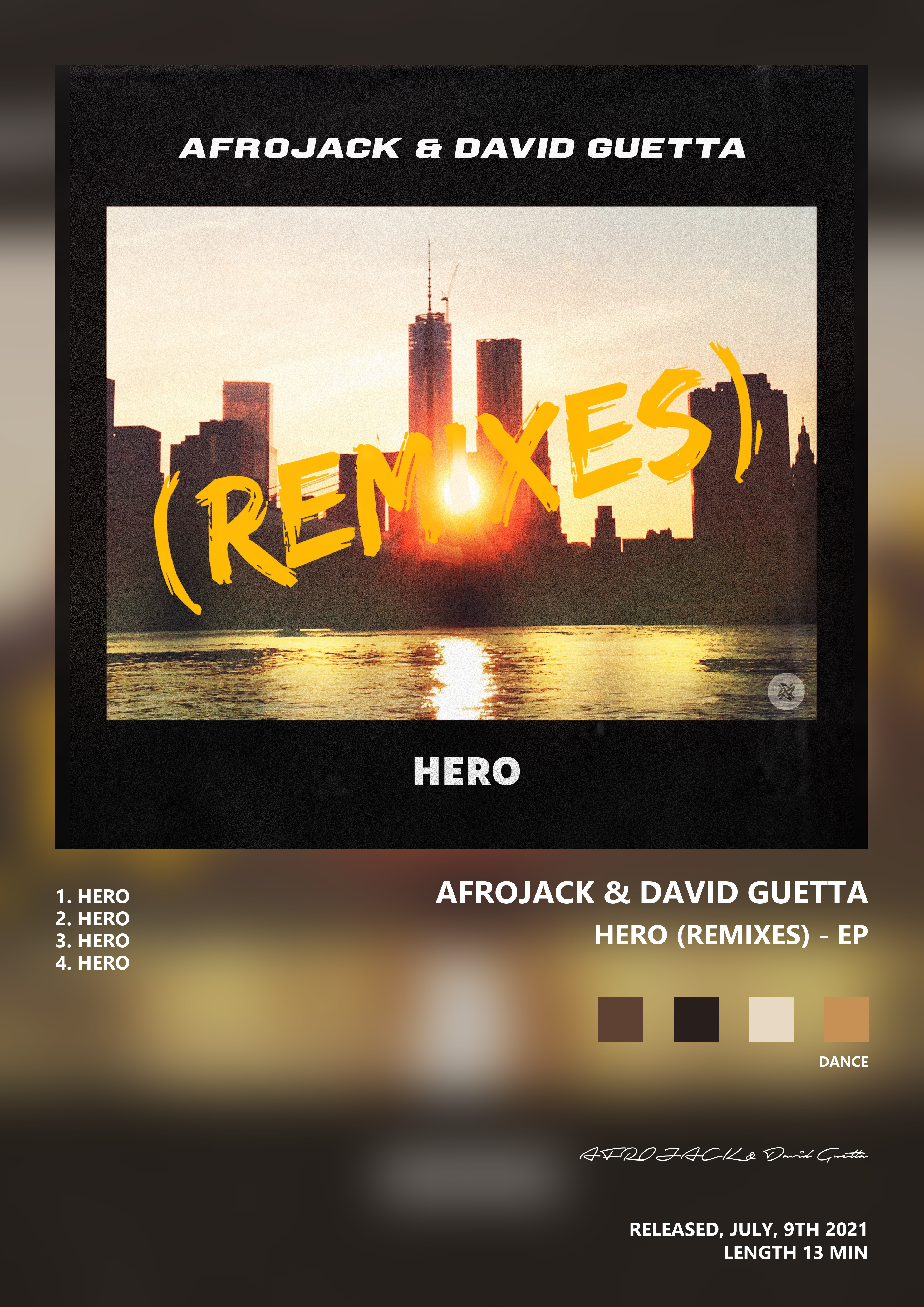 Music poster: AFROJACK David Guetta - Hero Remixes - EP