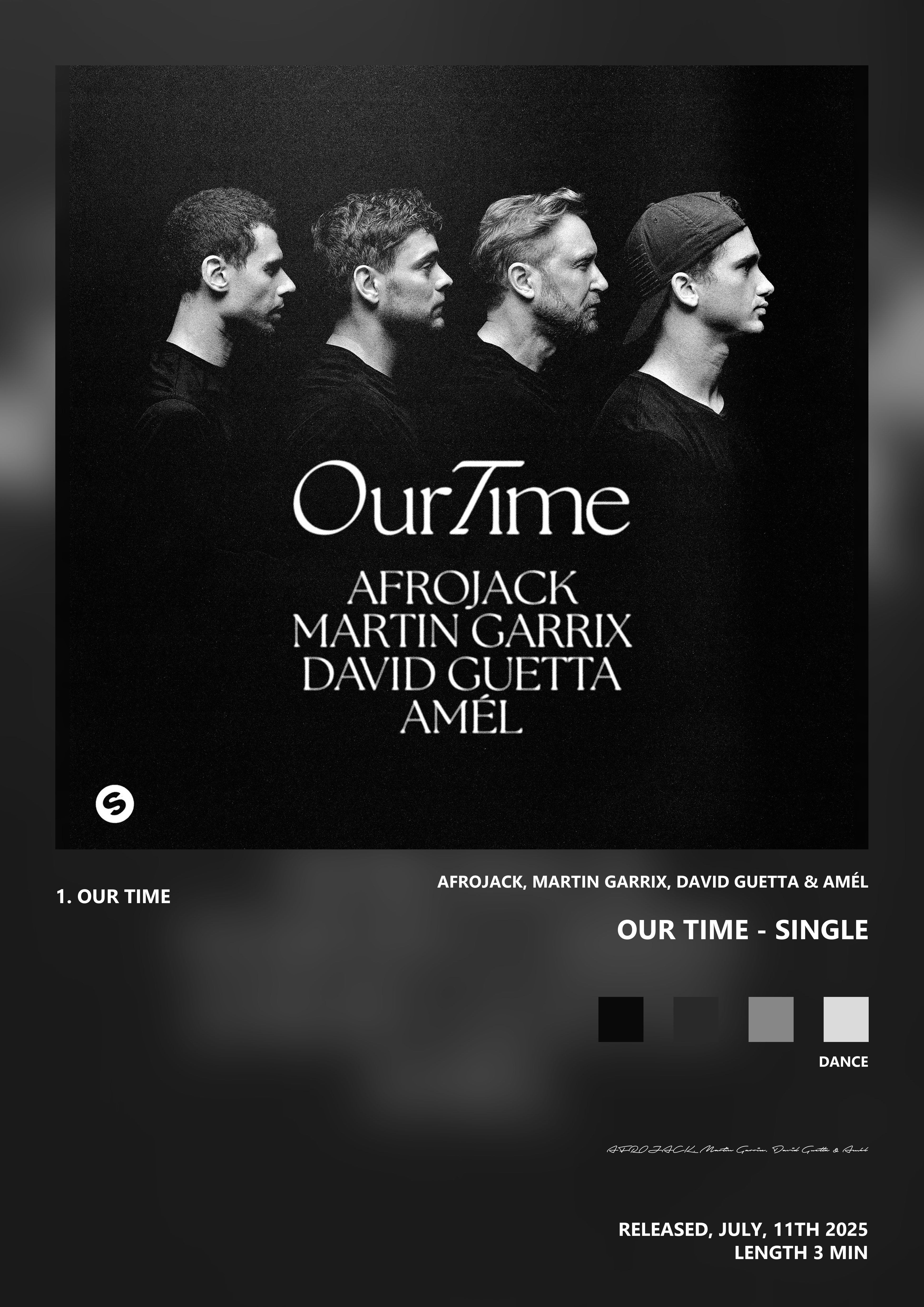 Music poster: AFROJACK Martin Garrix David Guetta Amél - Our Time - Single