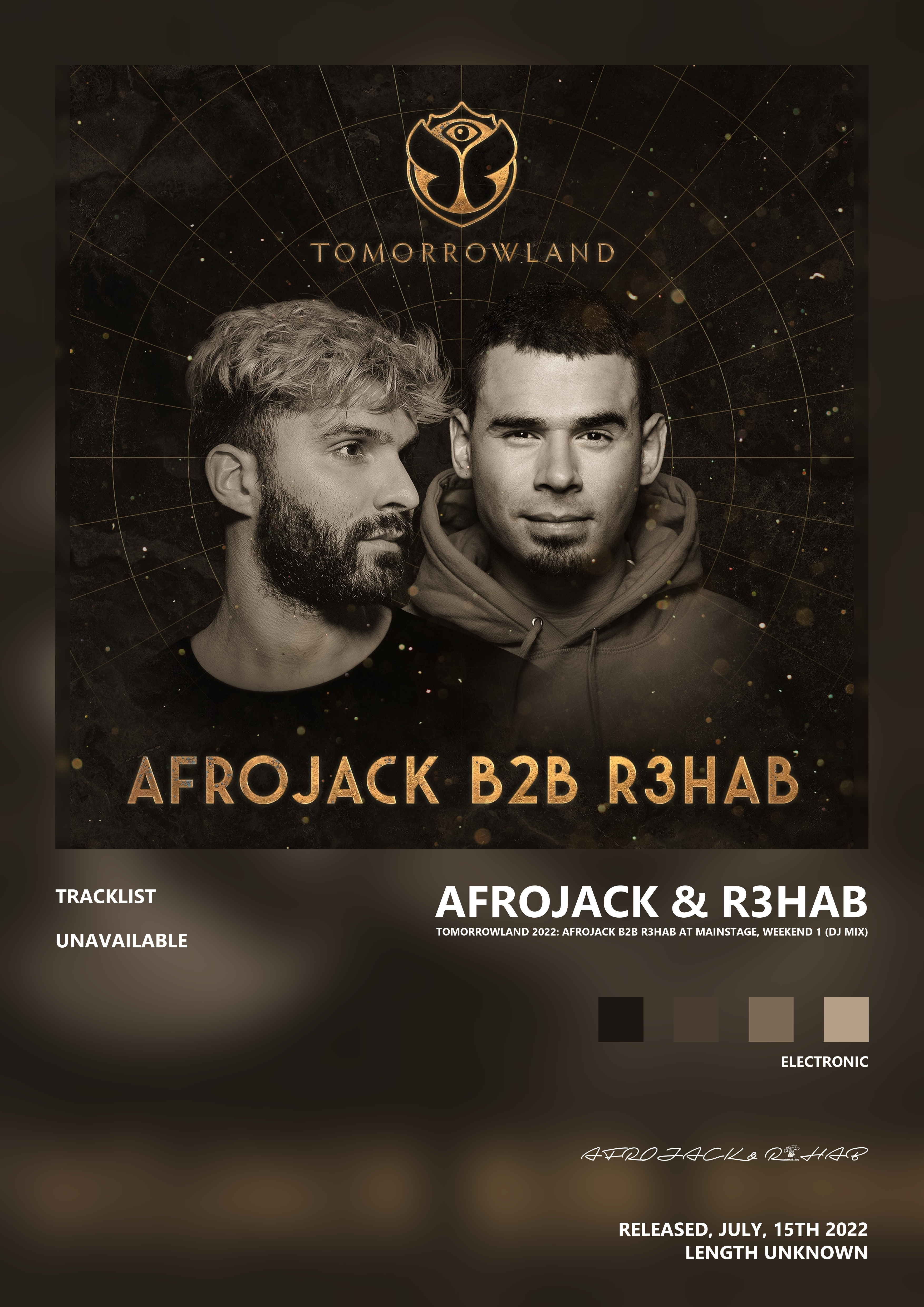 Music poster: AFROJACK R3HAB - Tomorrowland 2022 Afrojack b2b R3HAB at Mainstage Weekend 1 DJ Mix