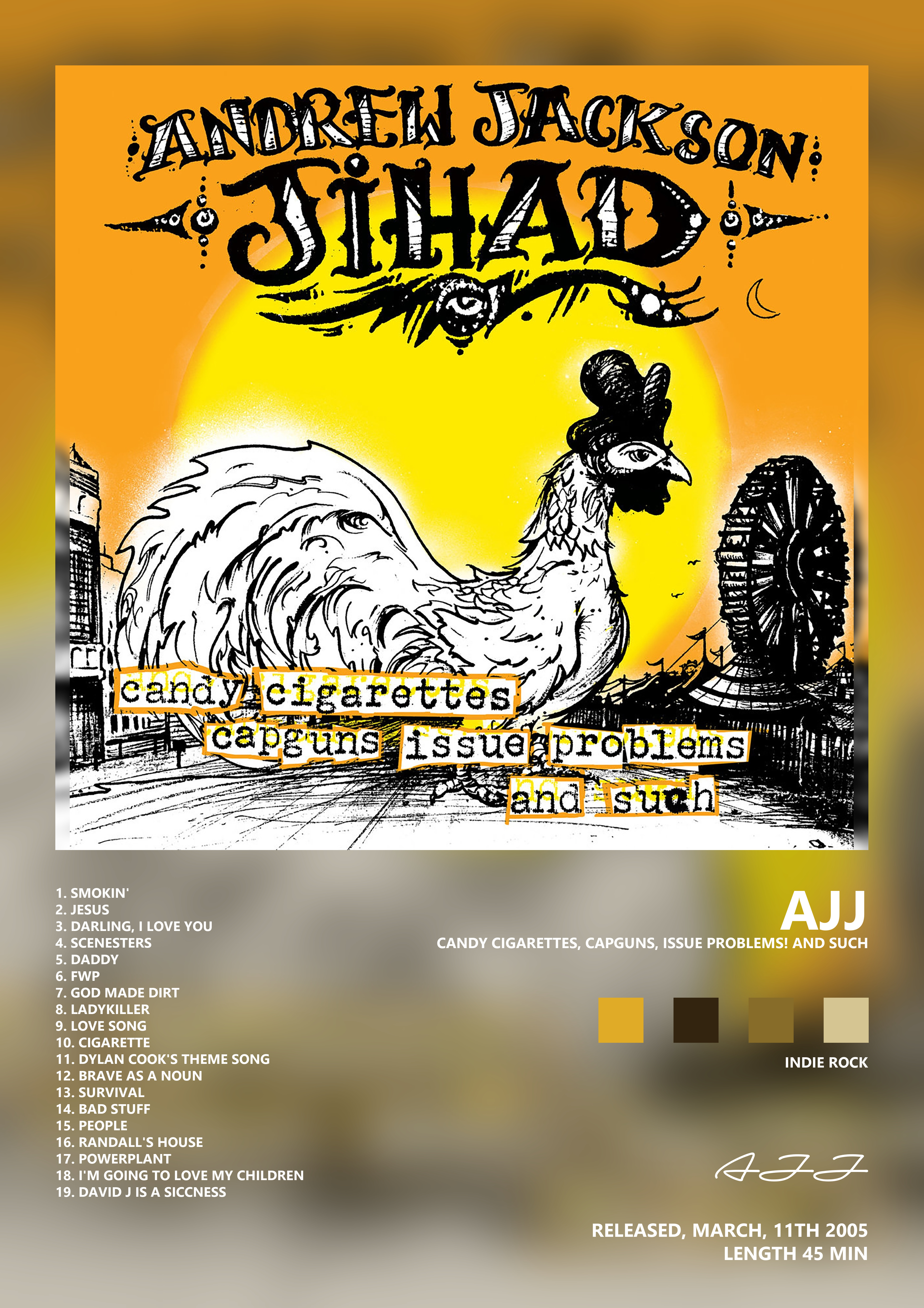 Music poster: AJJ - Candy Cigarettes Capguns Issue Problems And Such
