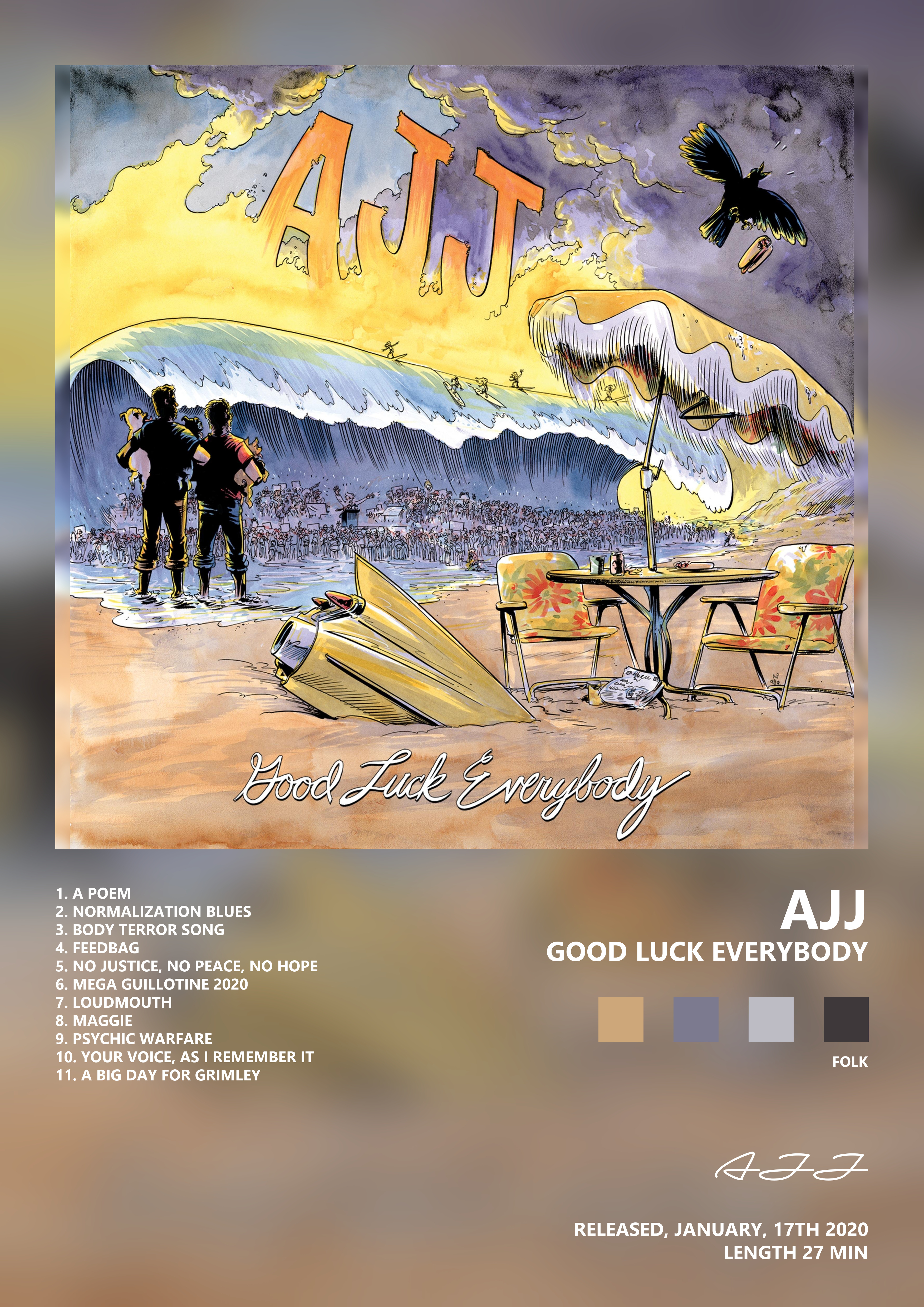 Music poster: AJJ - Good Luck Everybody