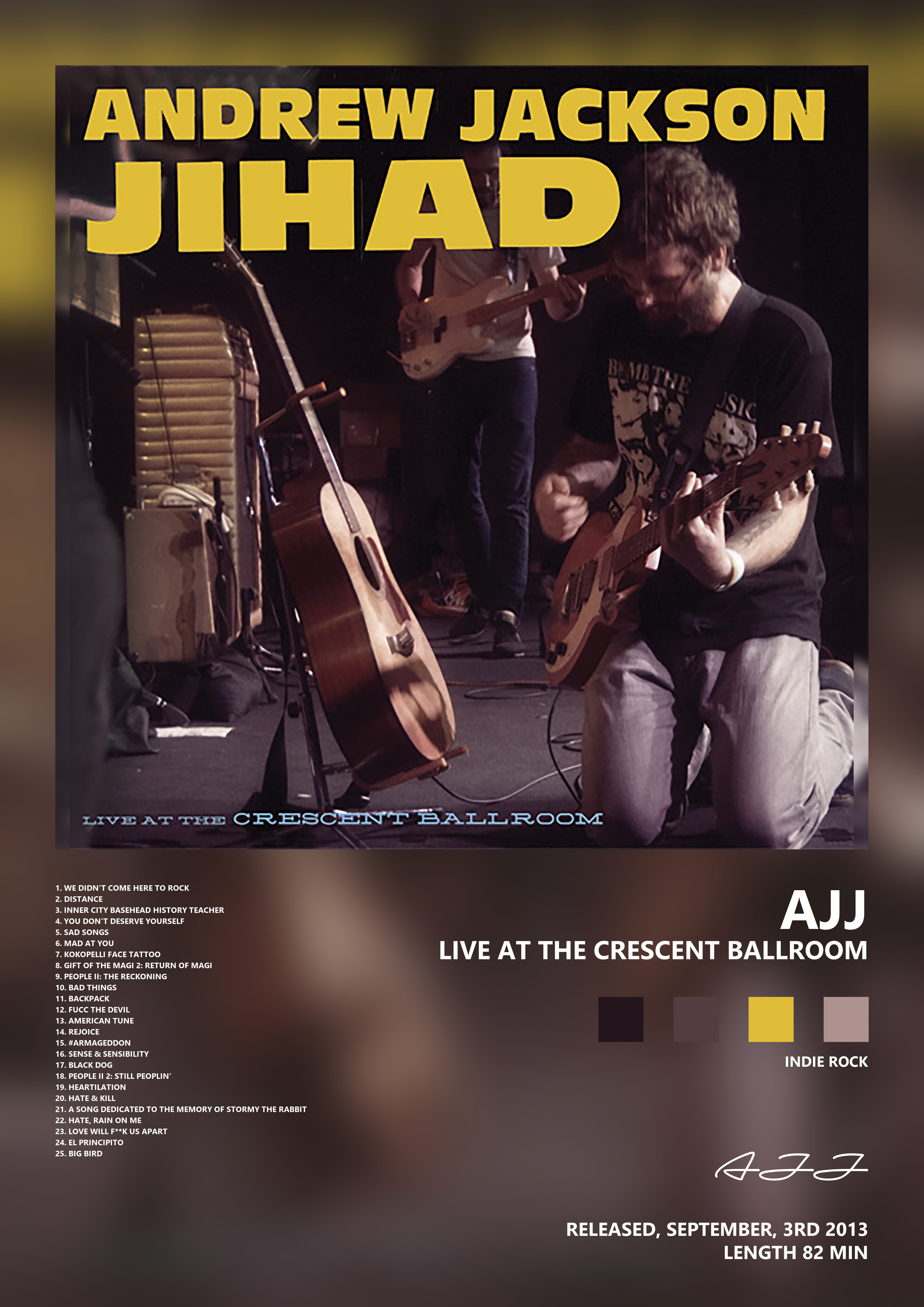 Music poster: AJJ - Live at the Crescent Ballroom