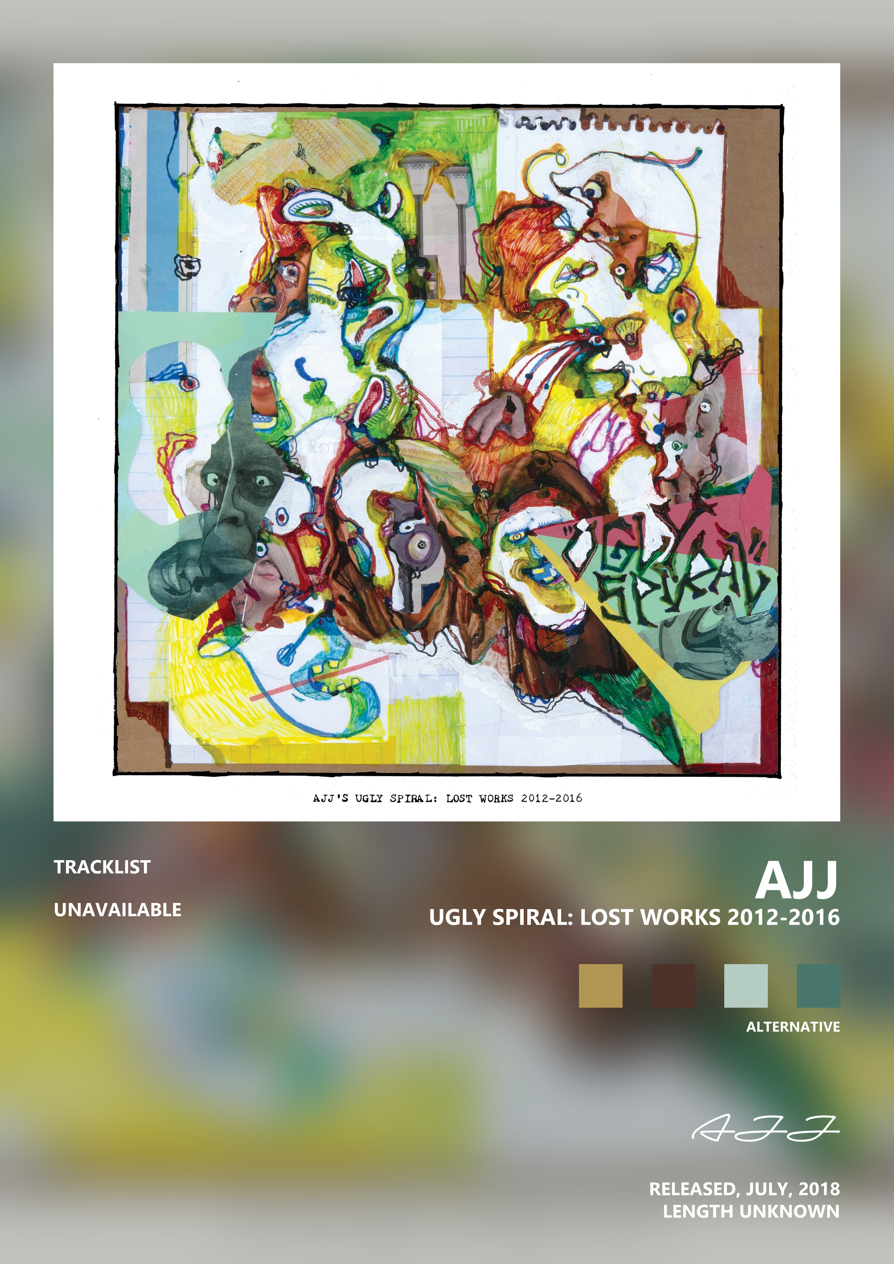 Music poster: AJJ - Ugly Spiral Lost Works 2012-2016
