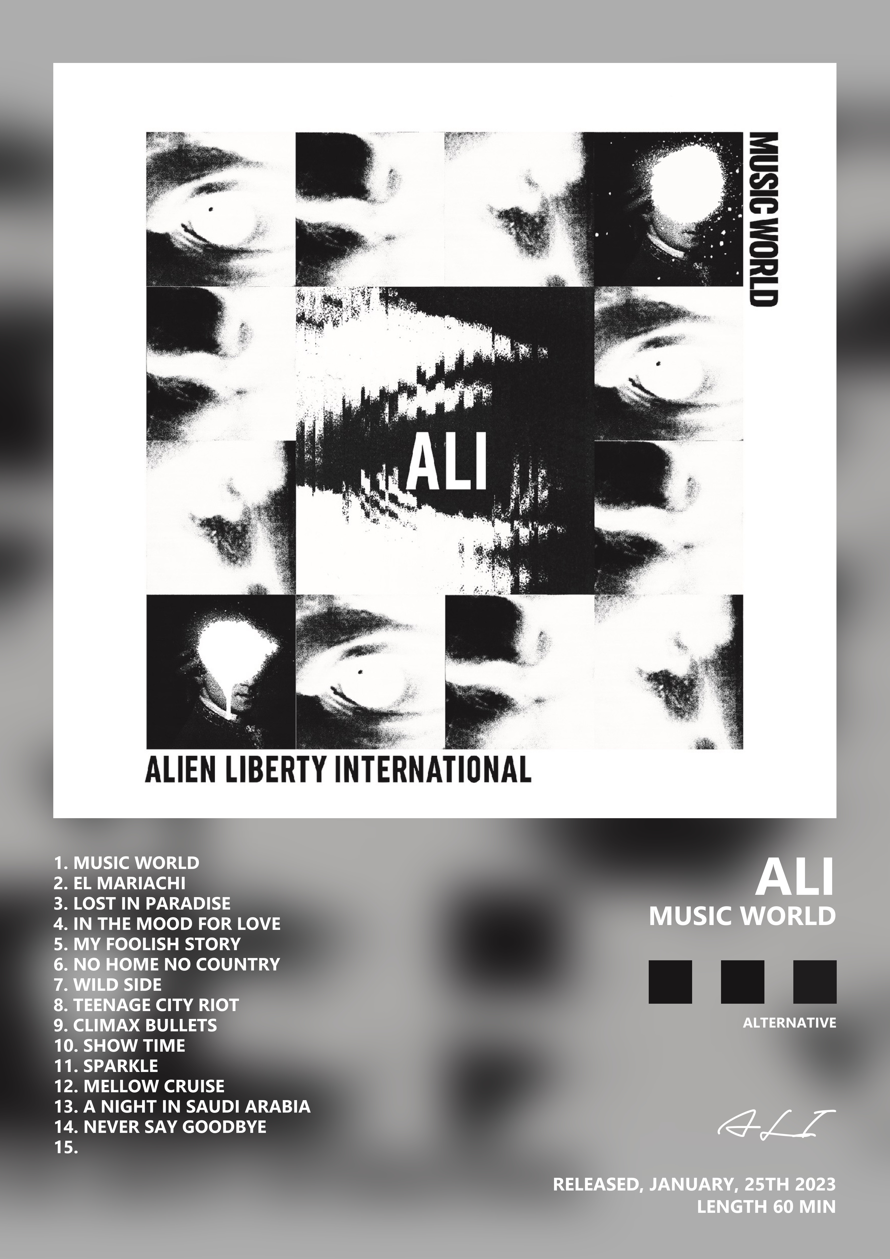 Music poster: ALI - MUSIC WORLD