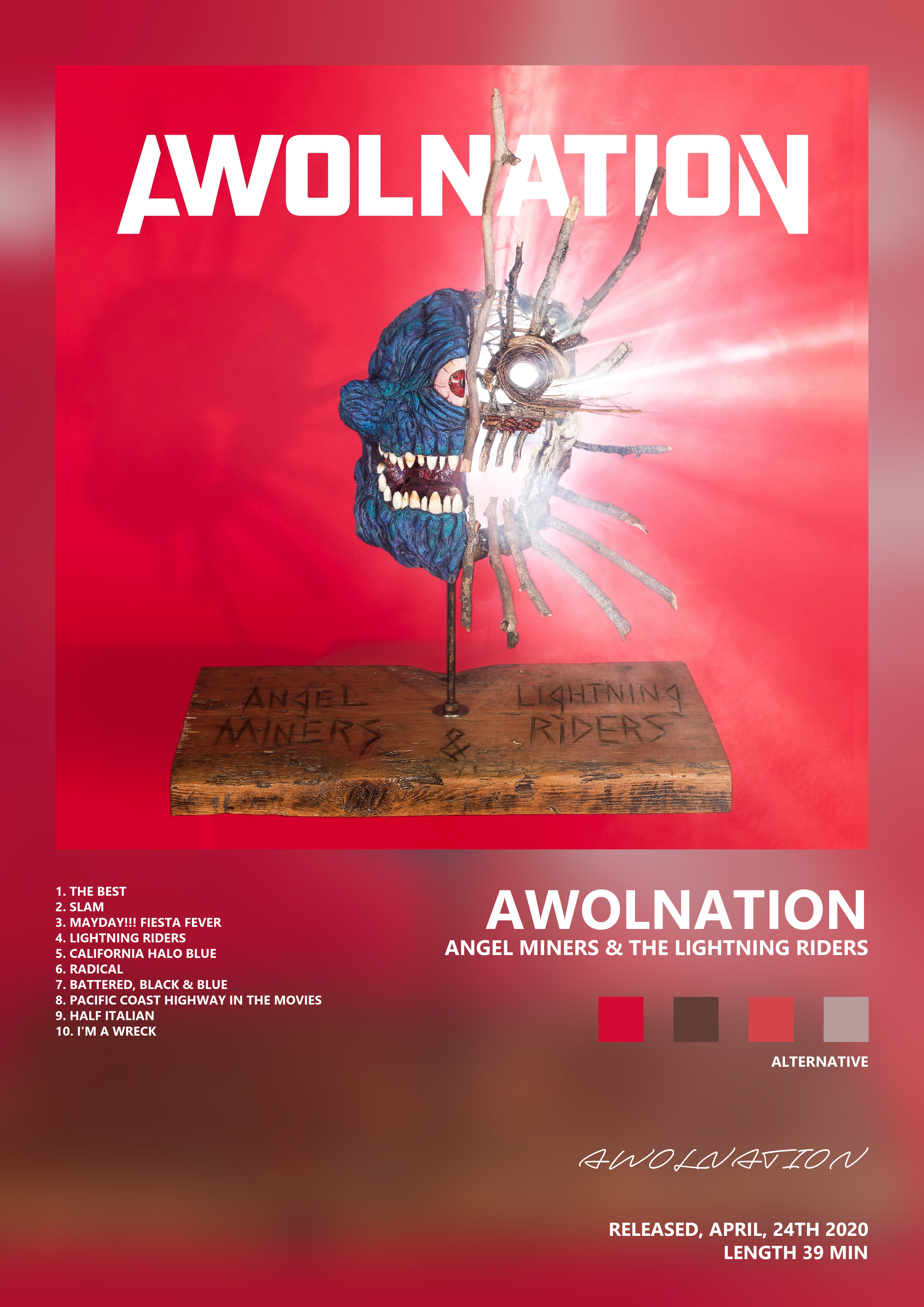 Music poster: AWOLNATION - Angel Miners the Lightning Riders