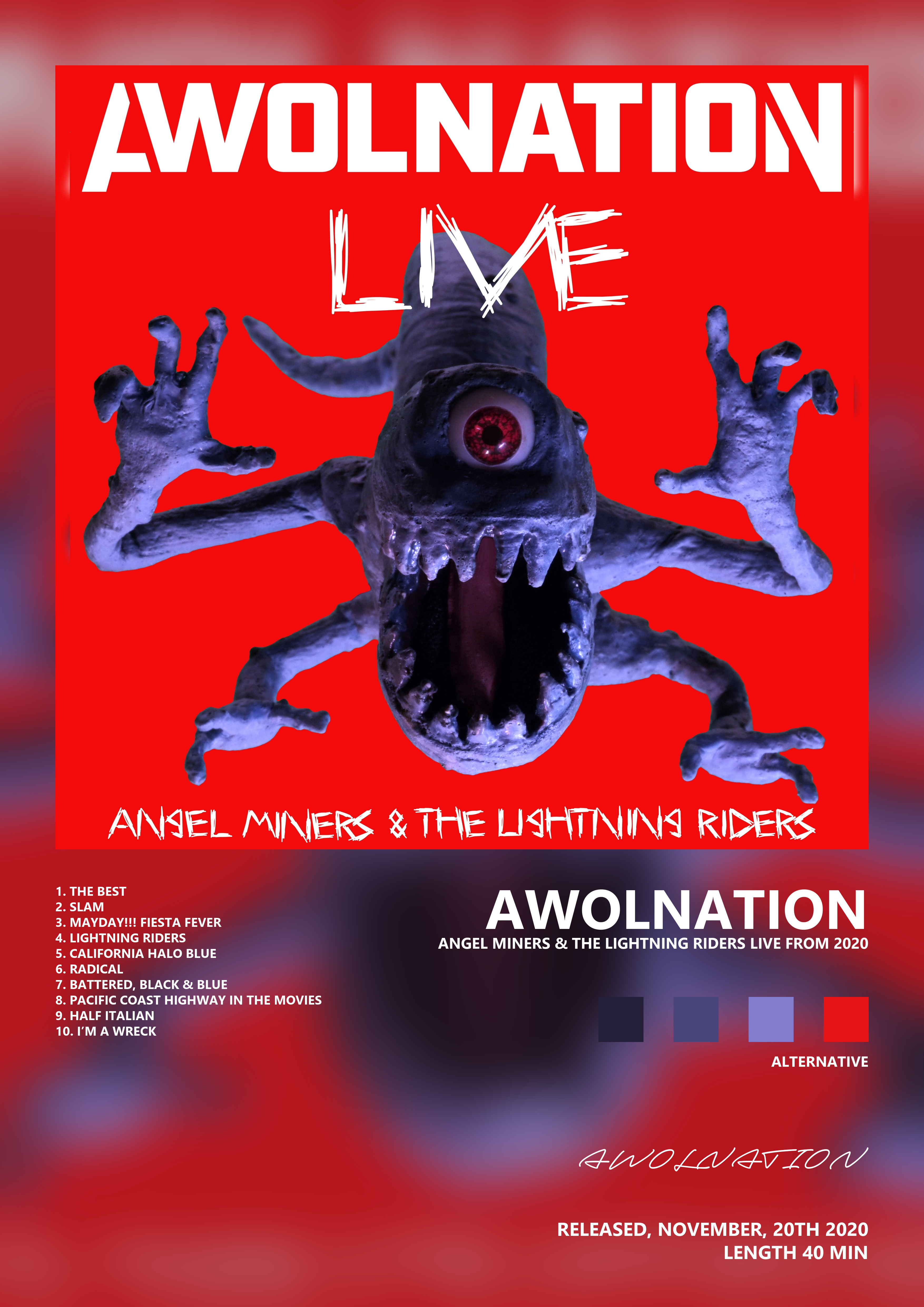 Music poster: AWOLNATION - Angel Miners the Lightning Riders Live from 2020