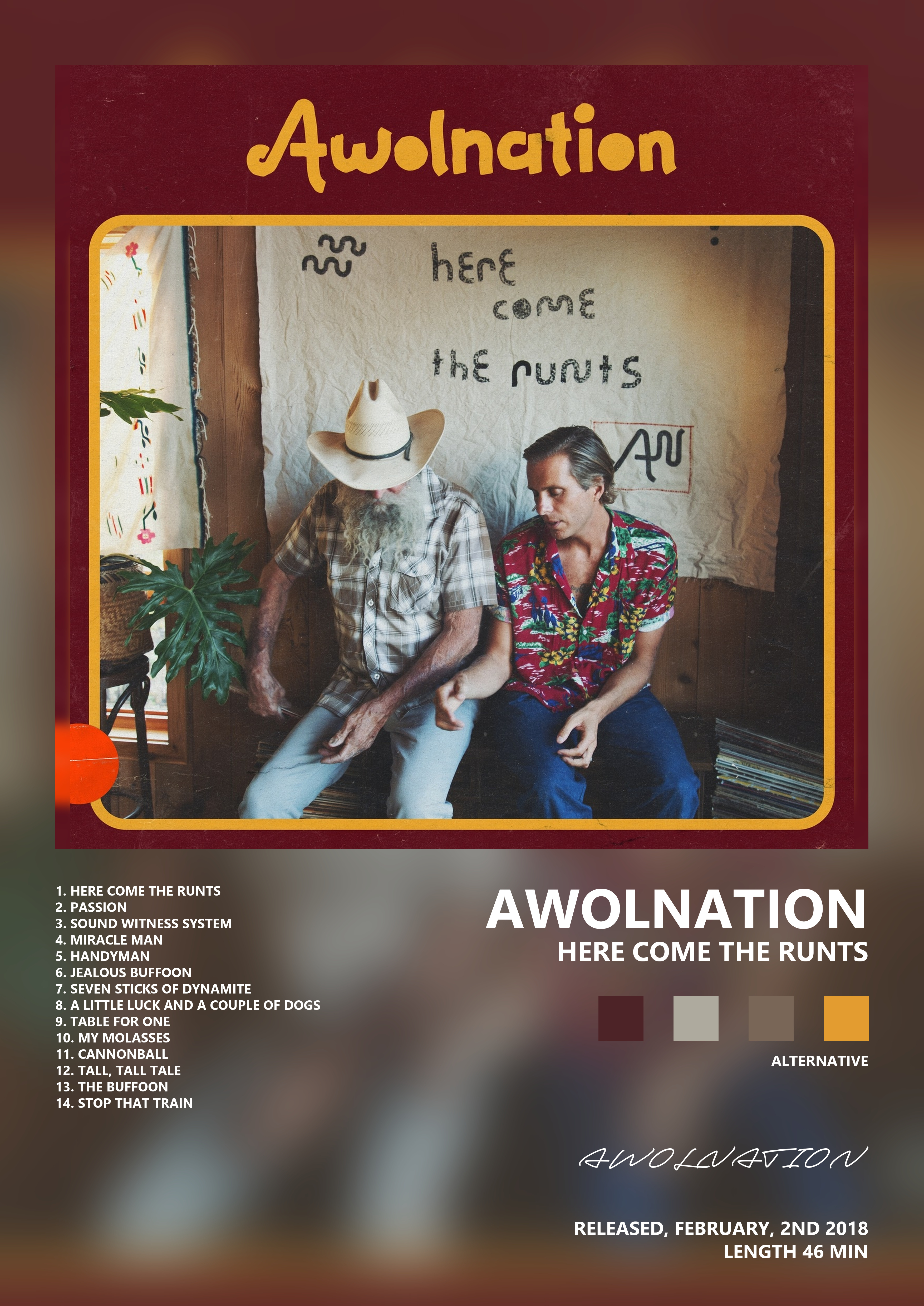 Music poster: AWOLNATION - Here Come the Runts