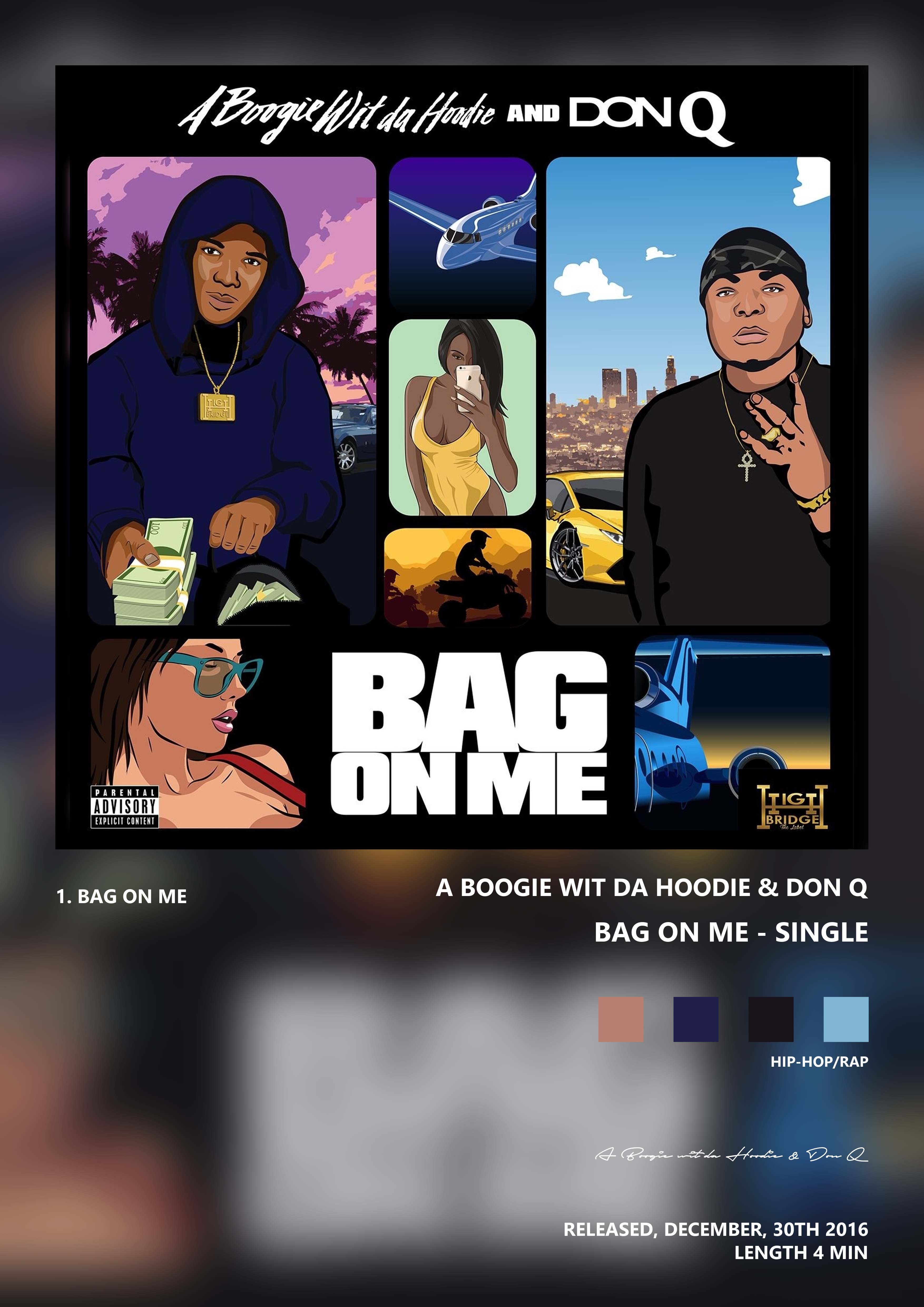 Music poster: A Boogie wit da Hoodie Don Q - Bag on Me - Single