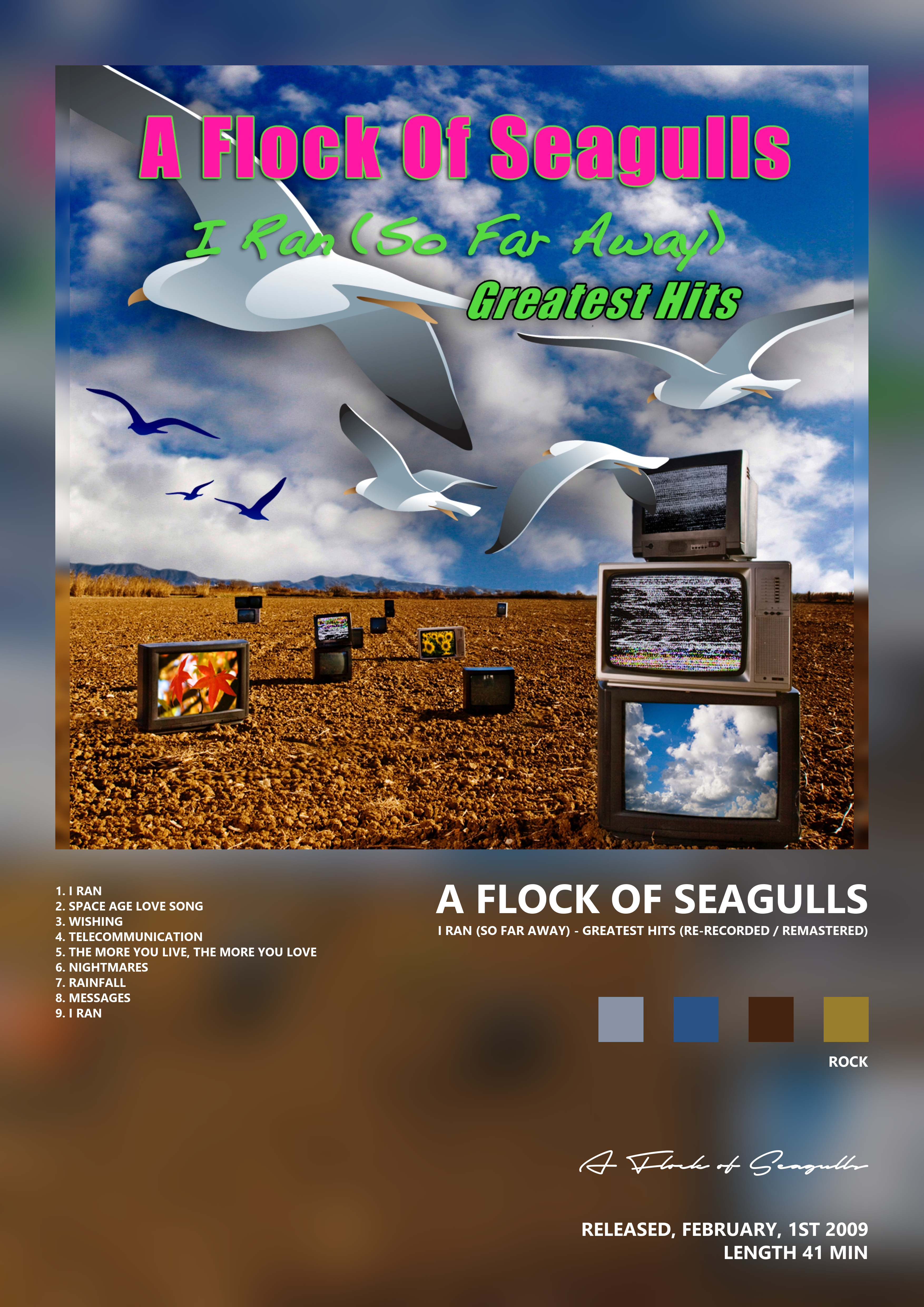 Music poster: A Flock of Seagulls - I Ran So Far Away - Greatest Hits Re-Recorded Remastered