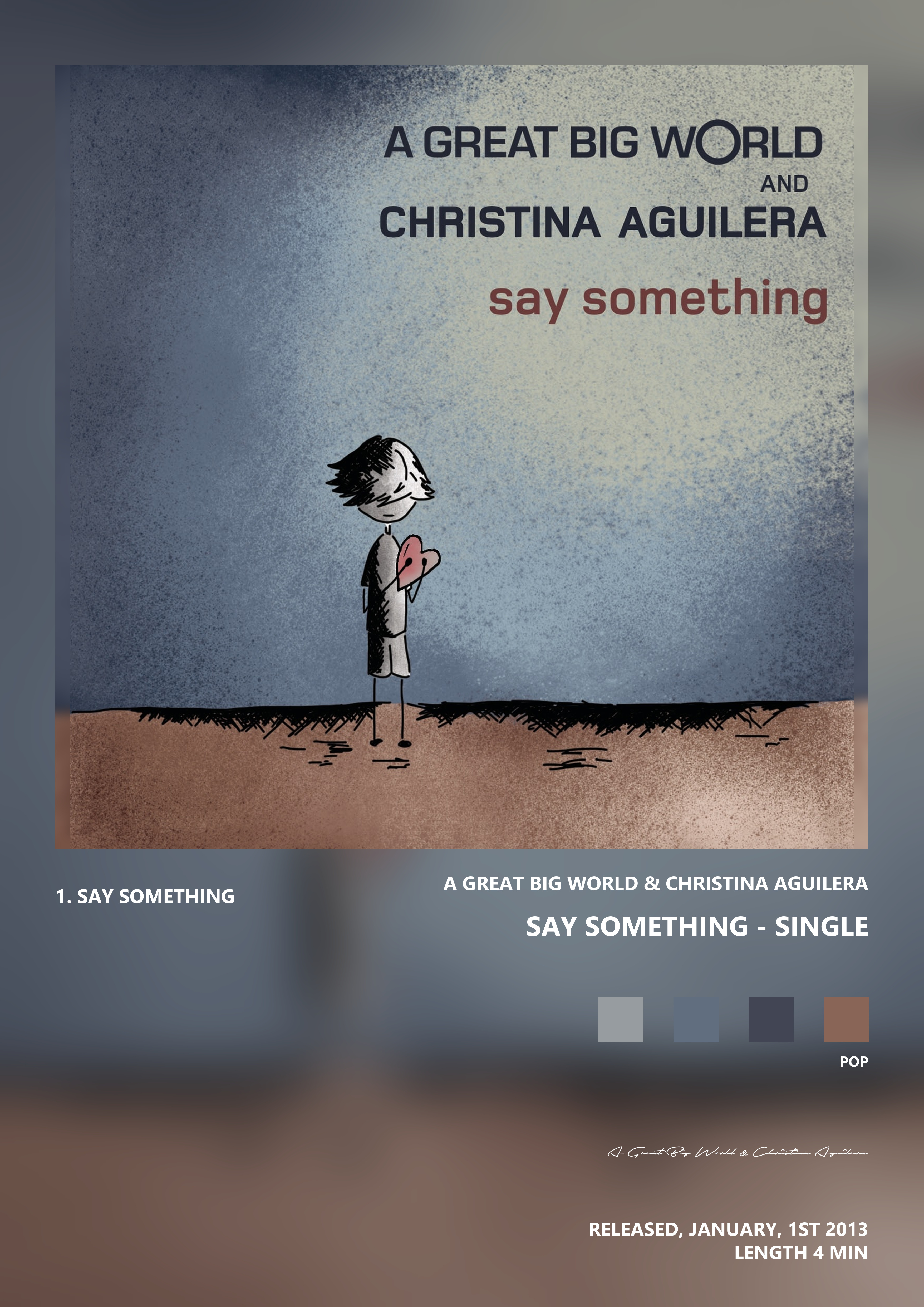 Music poster: A Great Big World Christina Aguilera - Say Something - Single