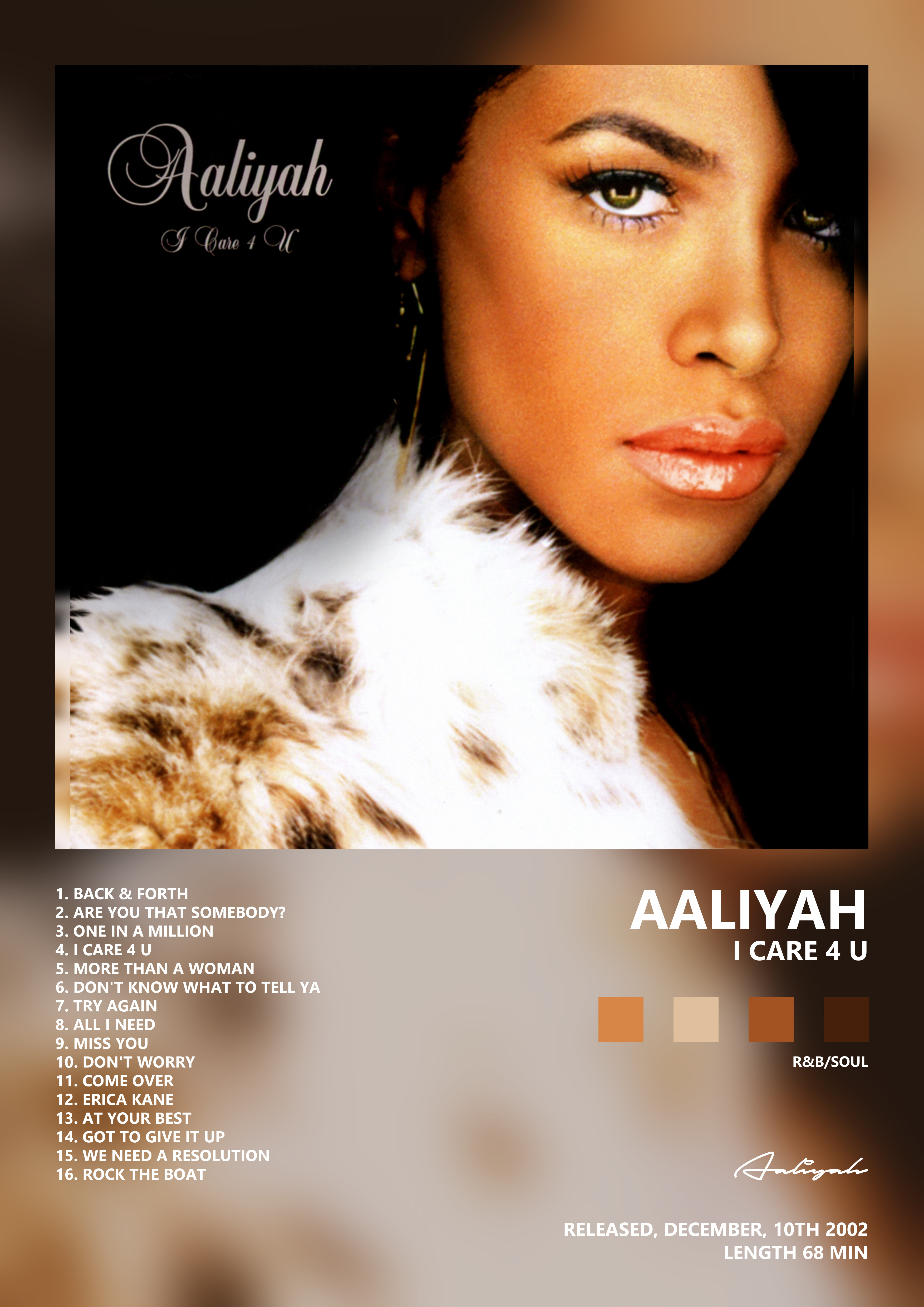 Music poster: Aaliyah - I Care 4 U