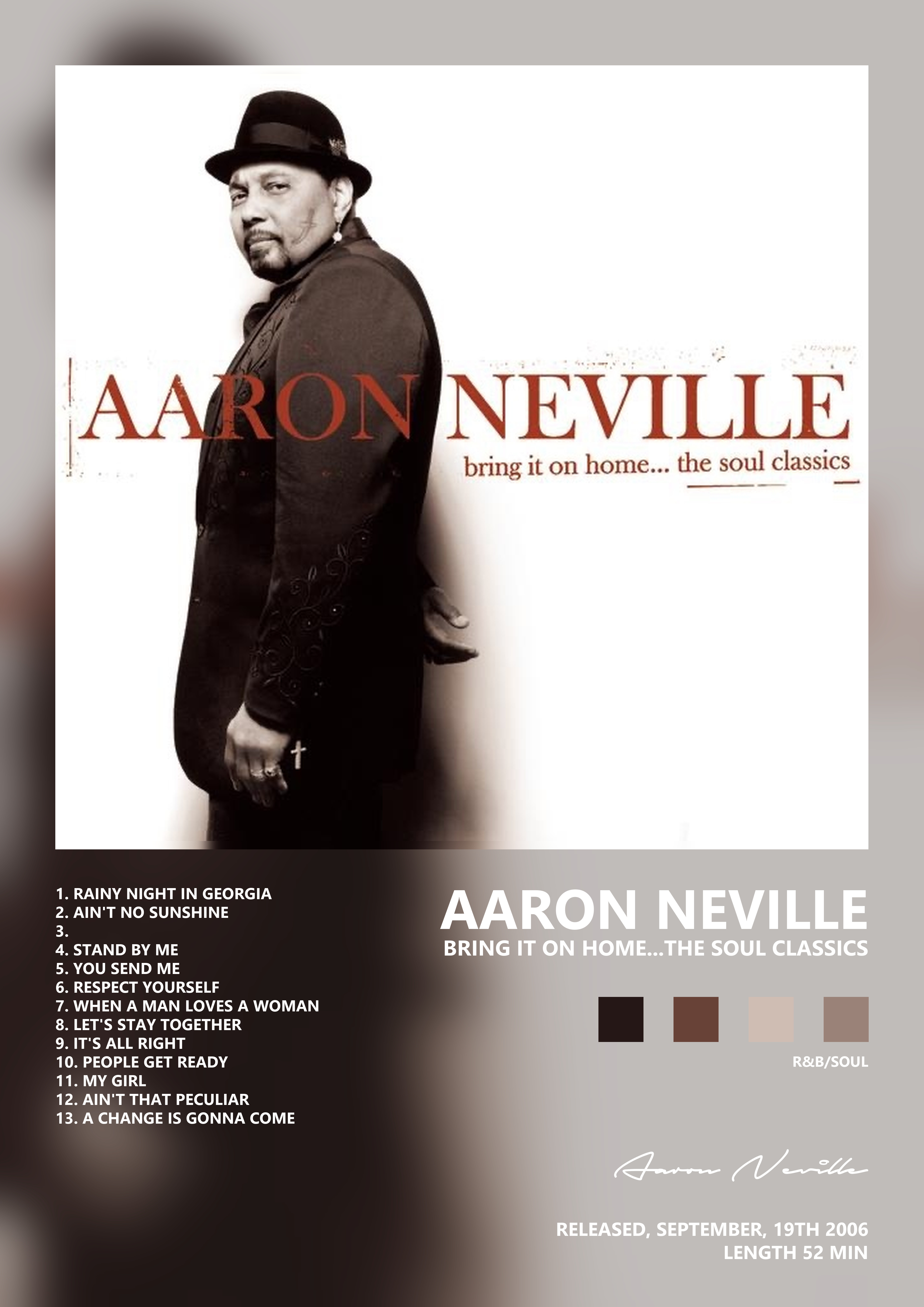 Music poster: Aaron Neville - Bring It On HomeThe Soul Classics