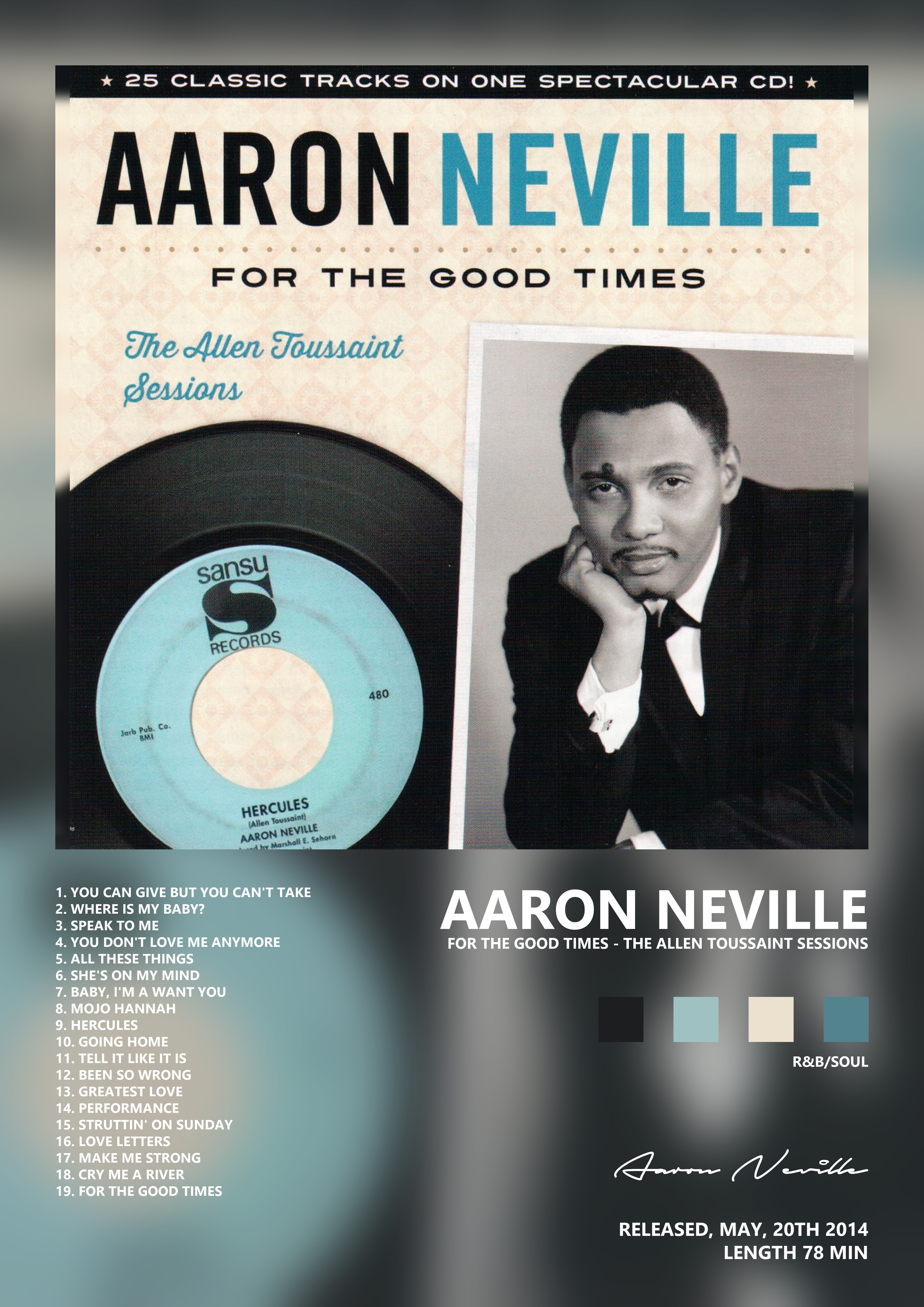 Music poster: Aaron Neville - For the Good Times - The Allen Toussaint Sessions