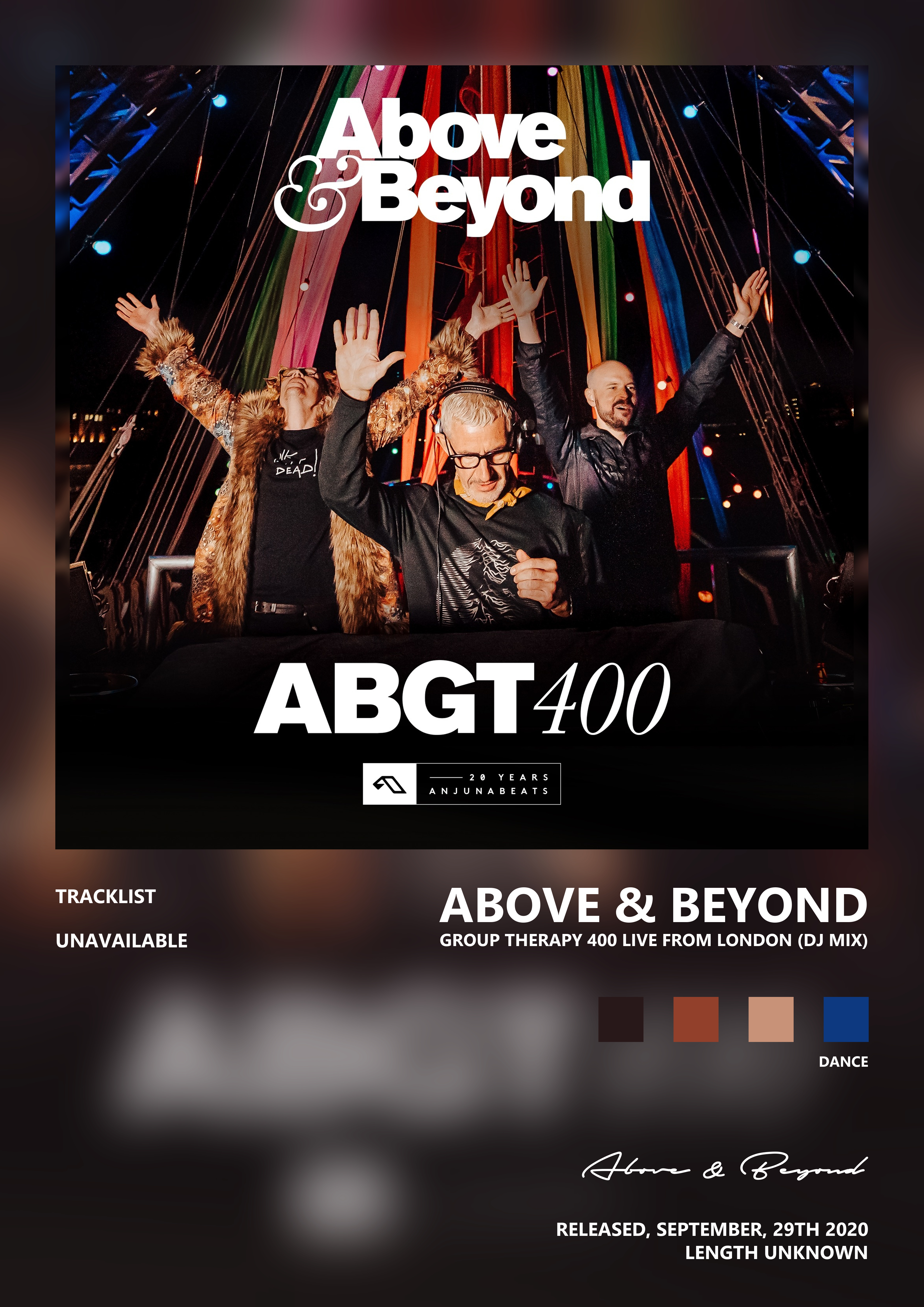 Music poster: Above Beyond - Group Therapy 400 Live from London DJ Mix