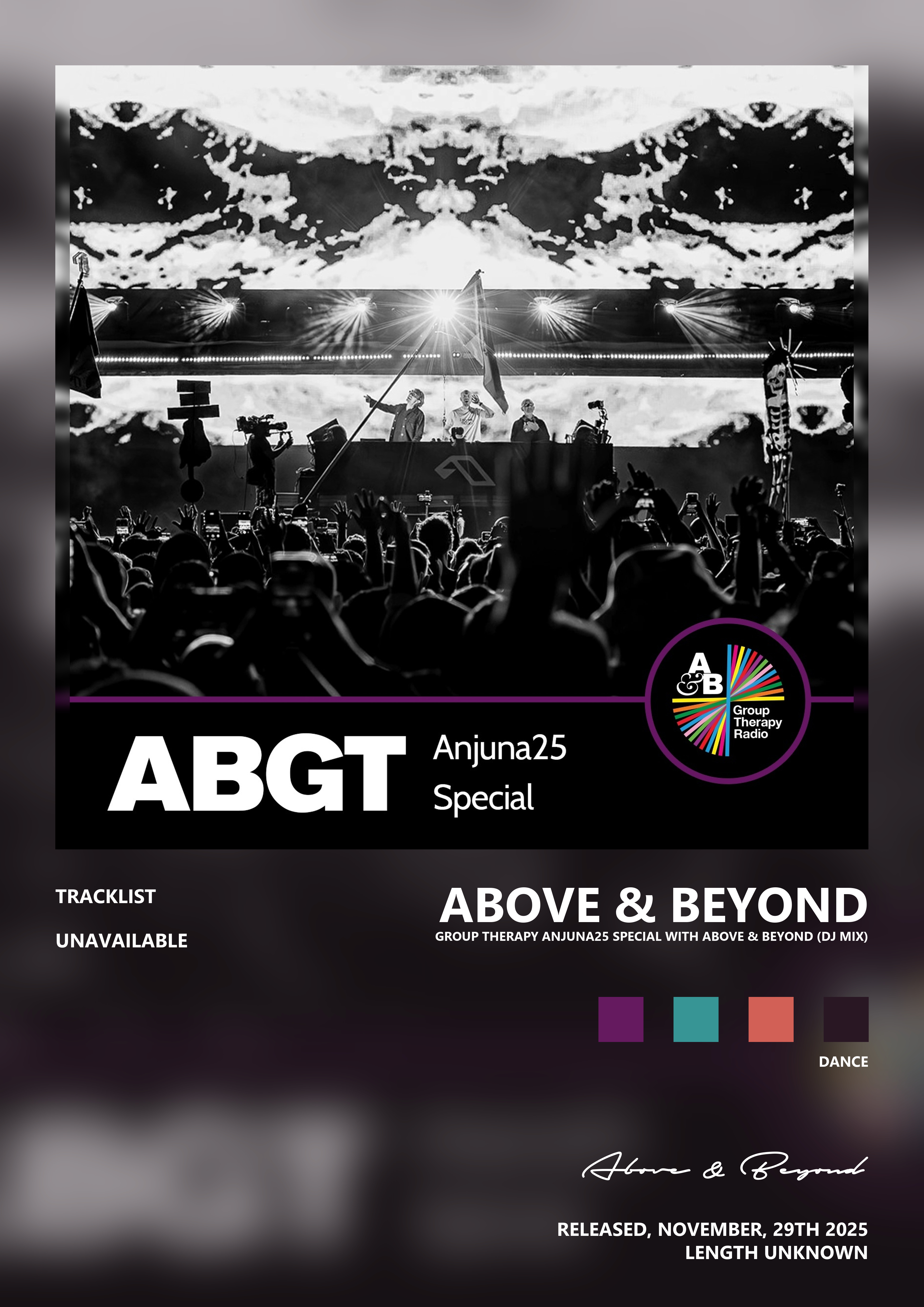 Music poster: Above Beyond - Group Therapy Anjuna25 Special with Above Beyond DJ Mix