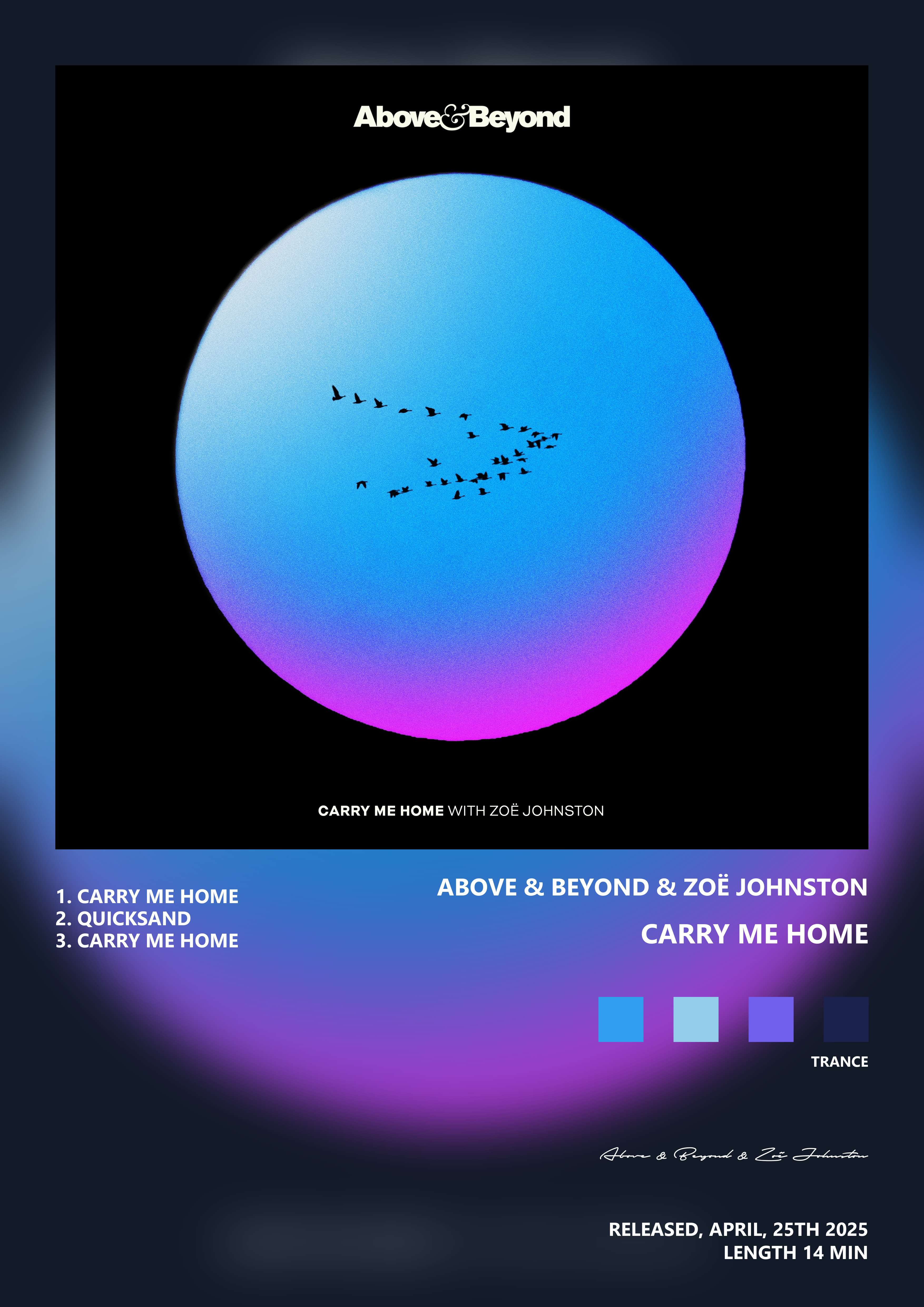Music poster: Above Beyond Zoë Johnston - Carry Me Home