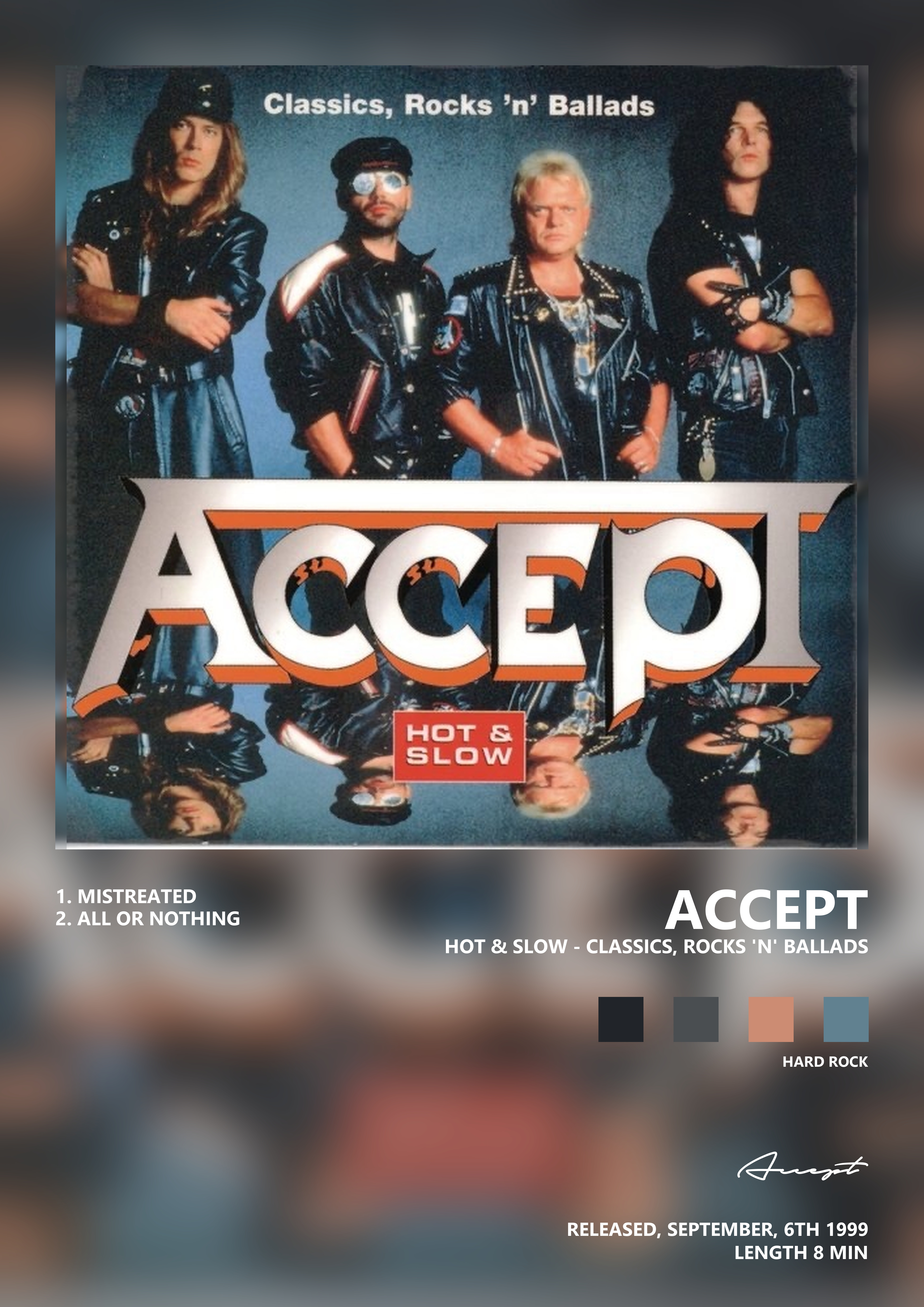 Music poster: Accept - Hot Slow - Classics Rocks n Ballads