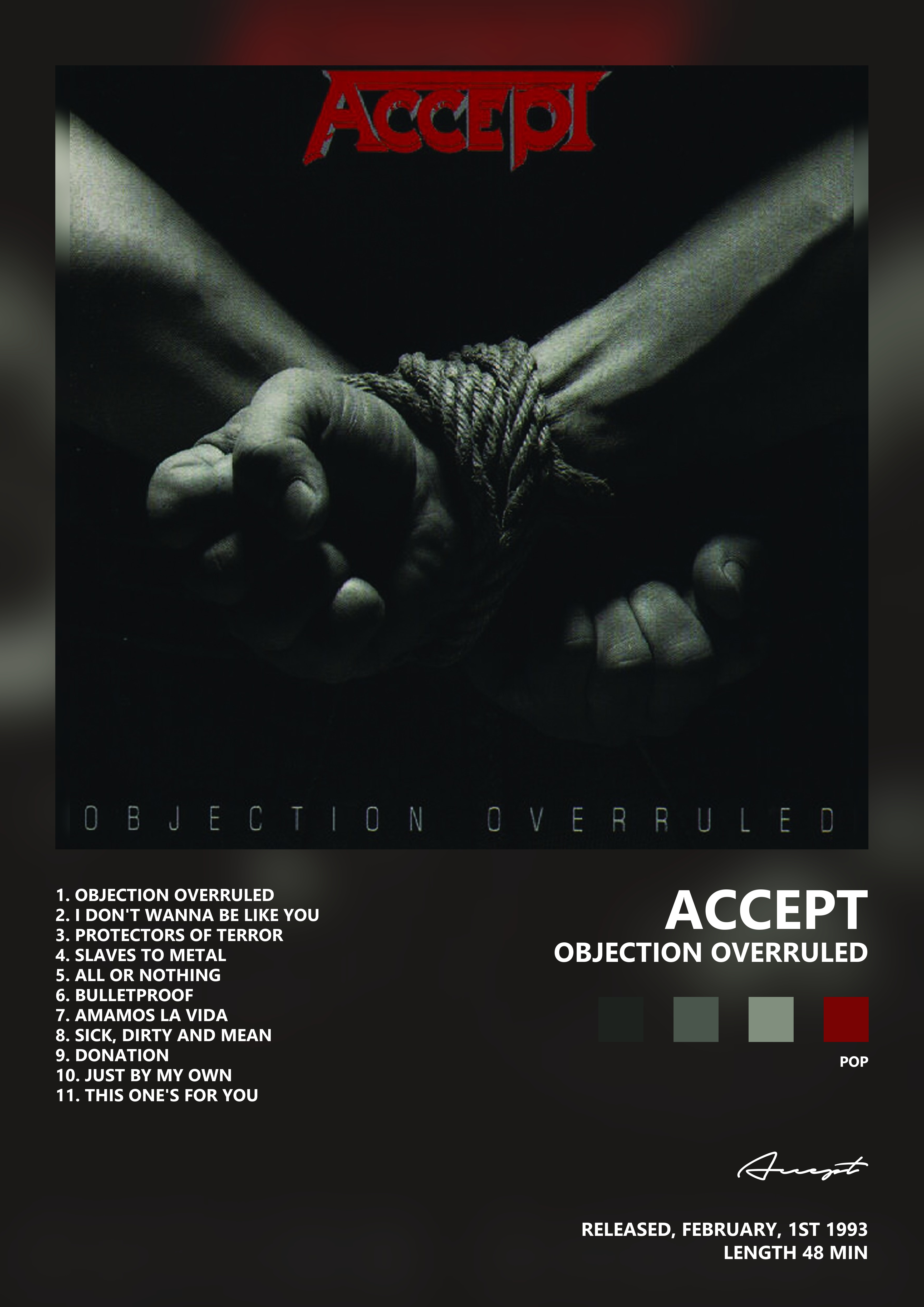 Music poster: Accept - Objection Overruled