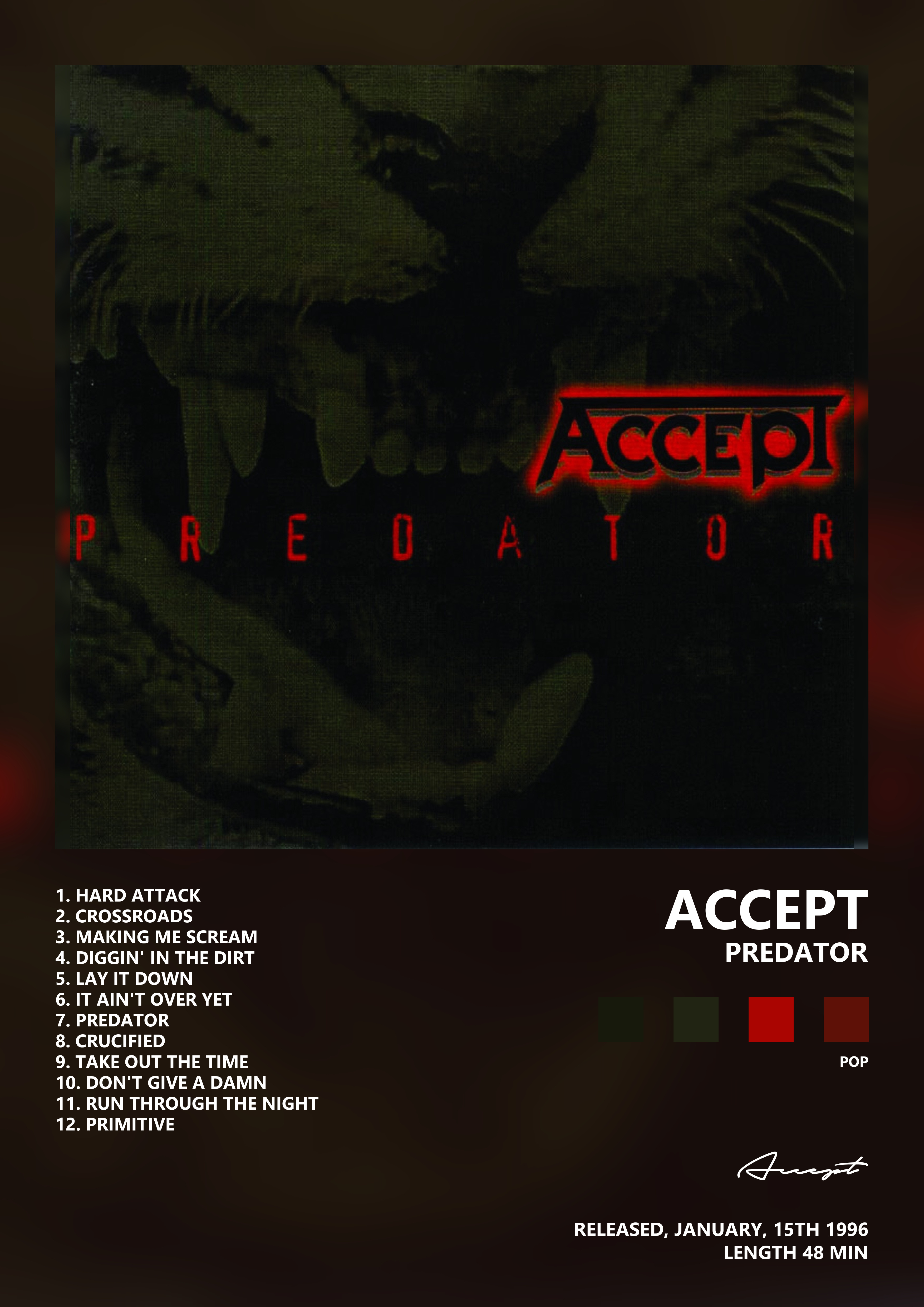 Music poster: Accept - Predator