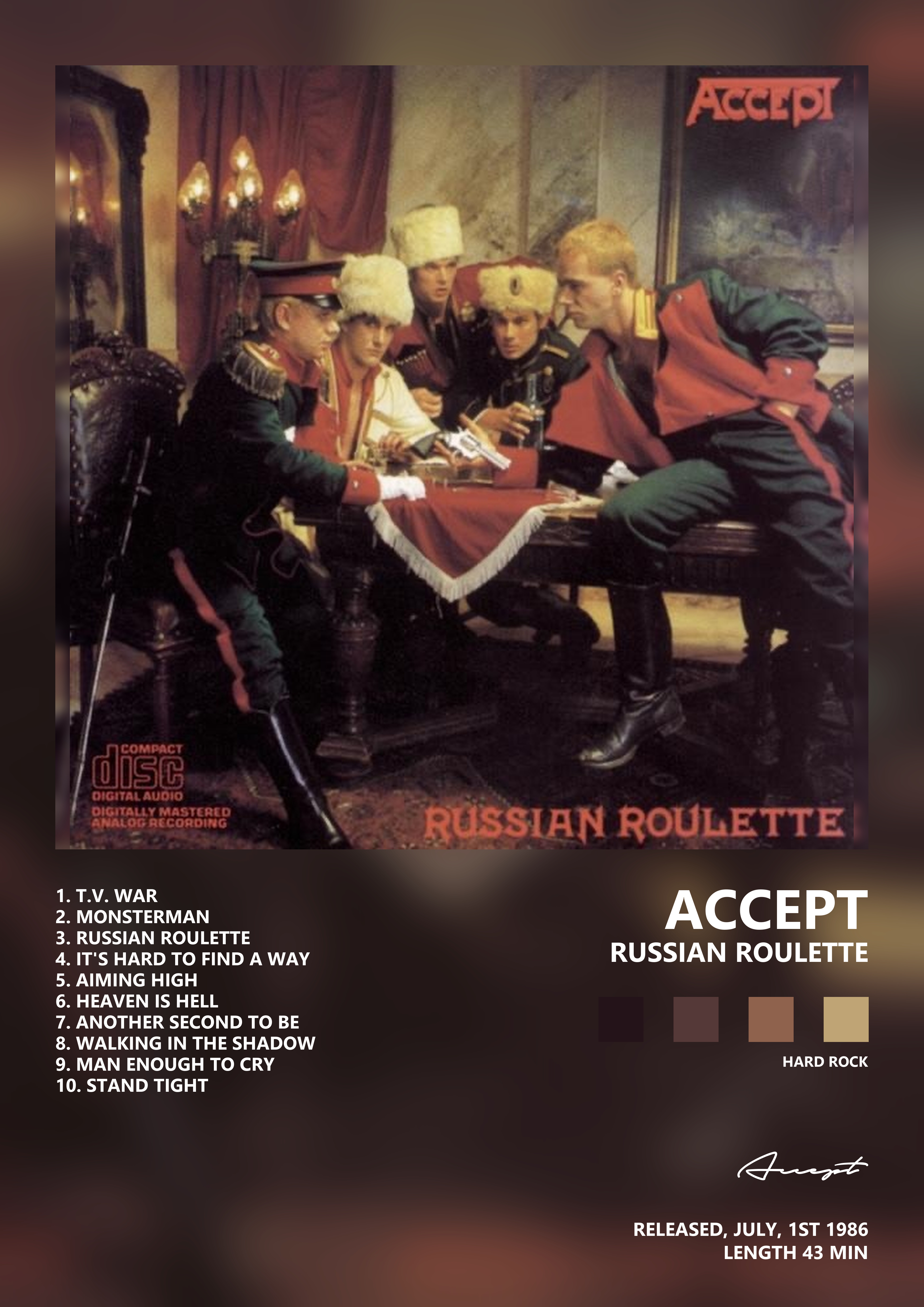 Music poster: Accept - Russian Roulette