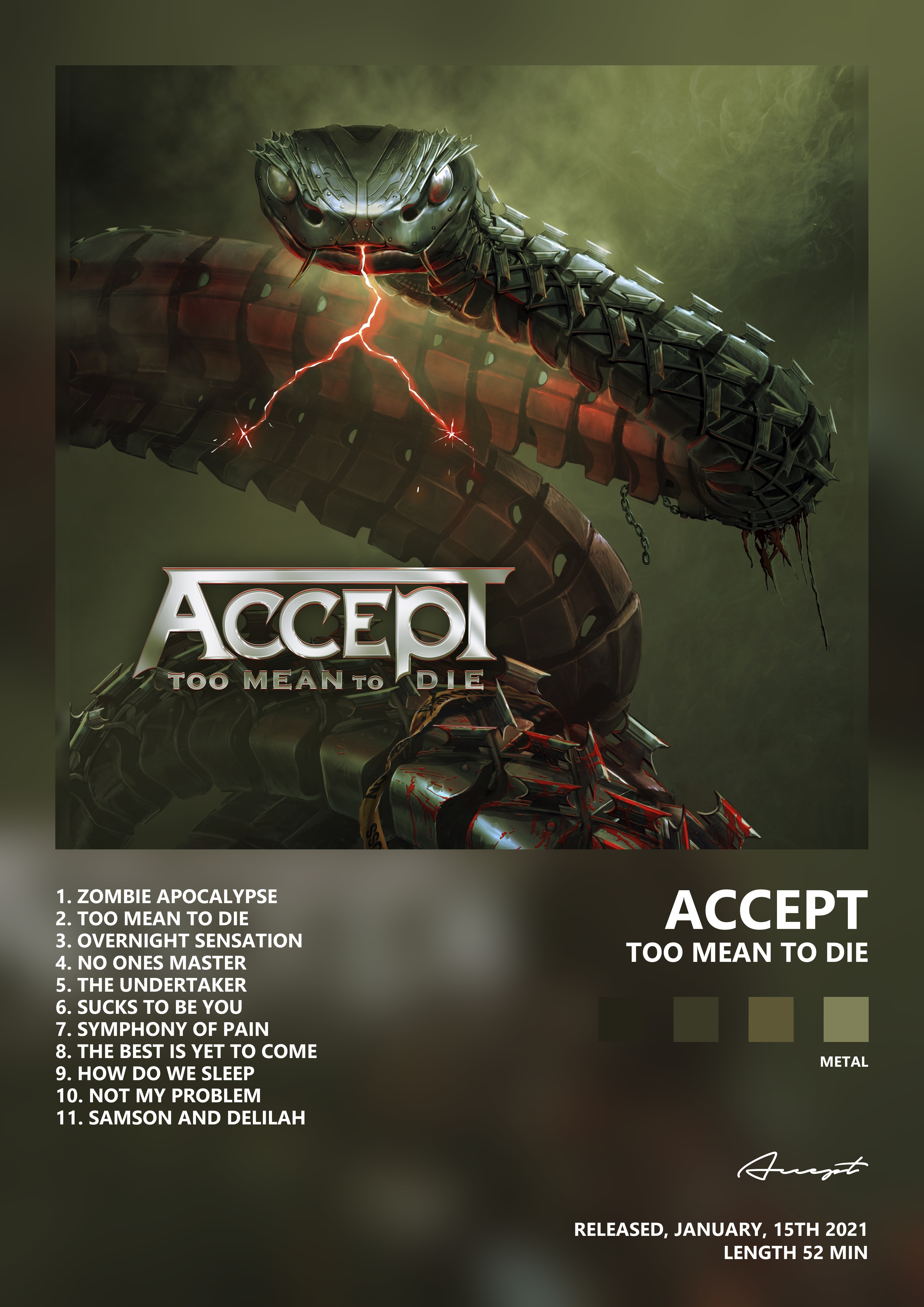 Music poster: Accept - Too Mean to Die