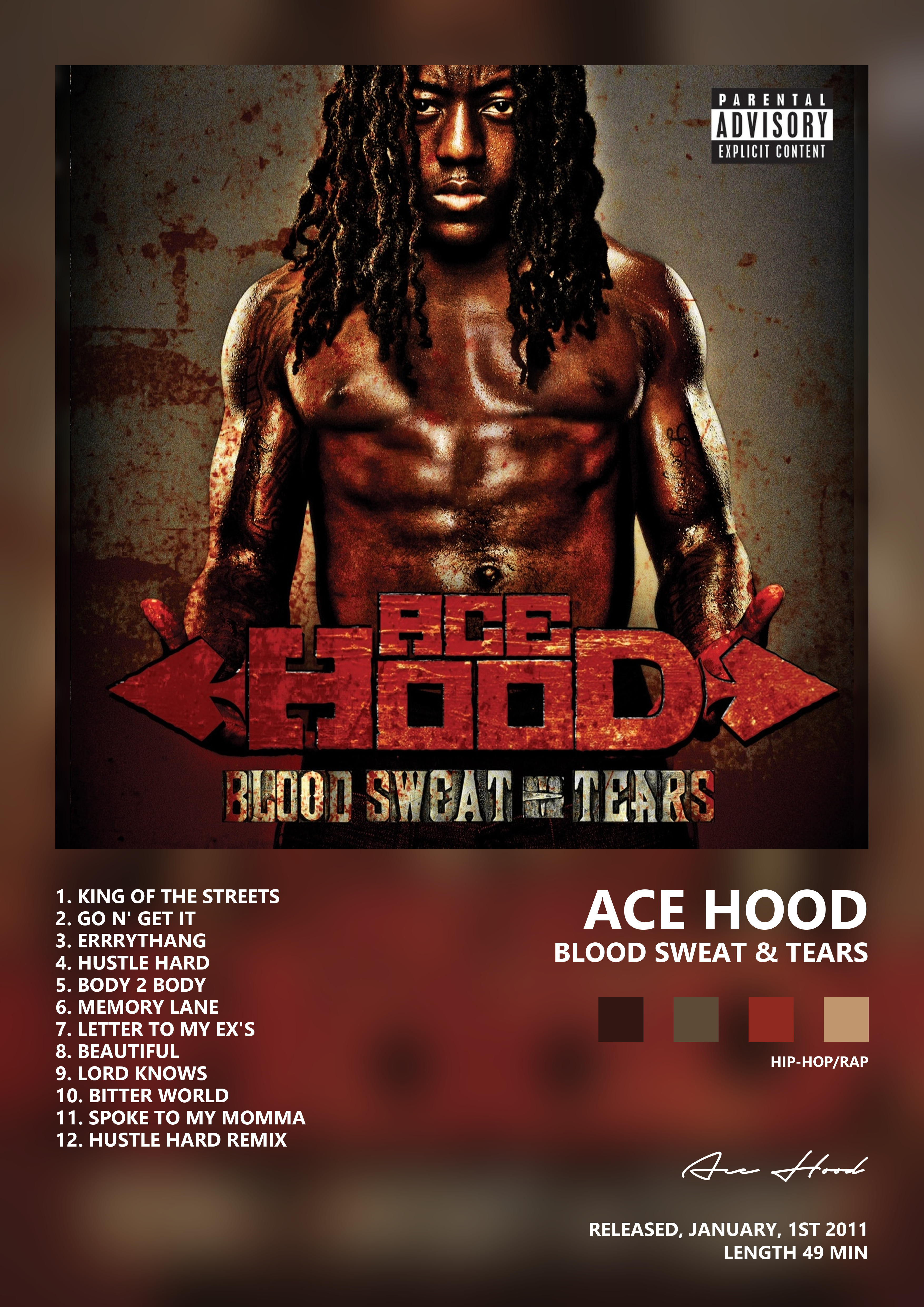 Music poster: Ace Hood - Blood Sweat Tears