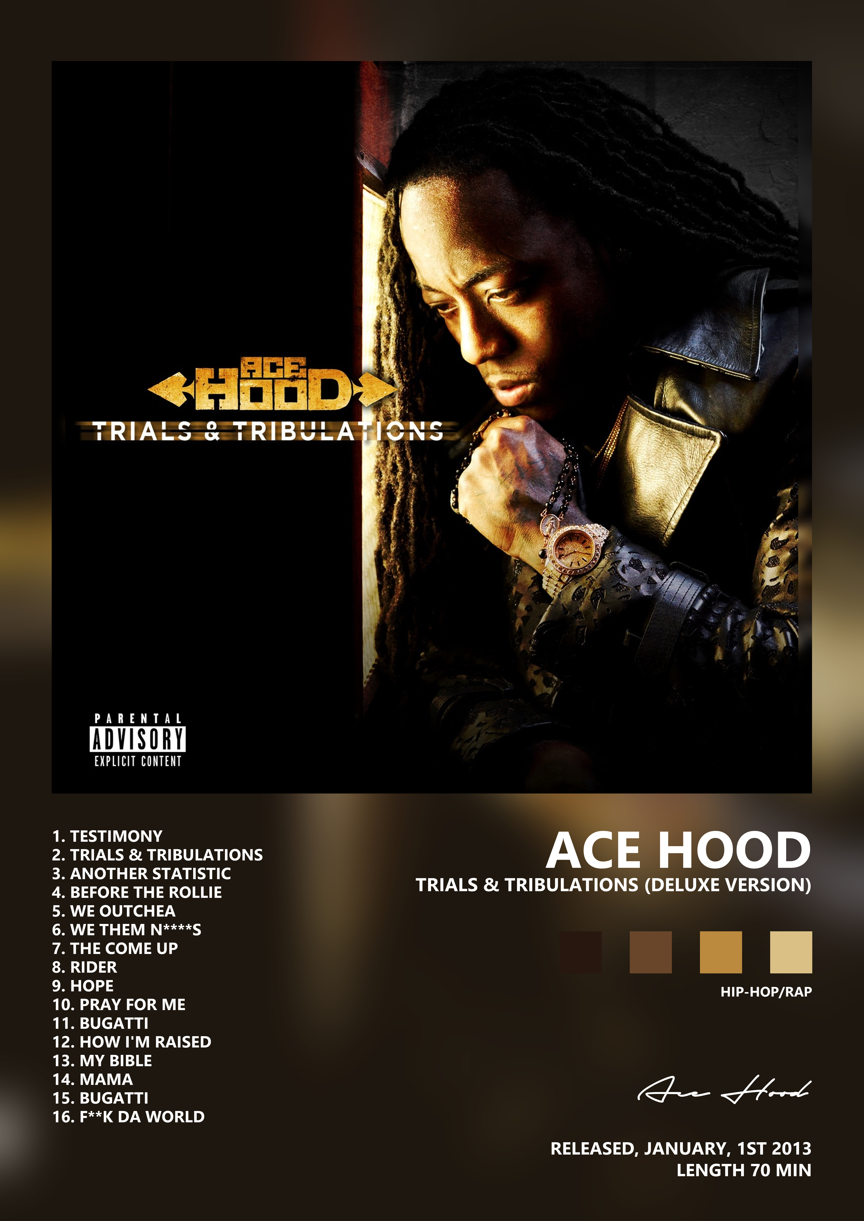 Music poster: Ace Hood - Trials Tribulations Deluxe Version