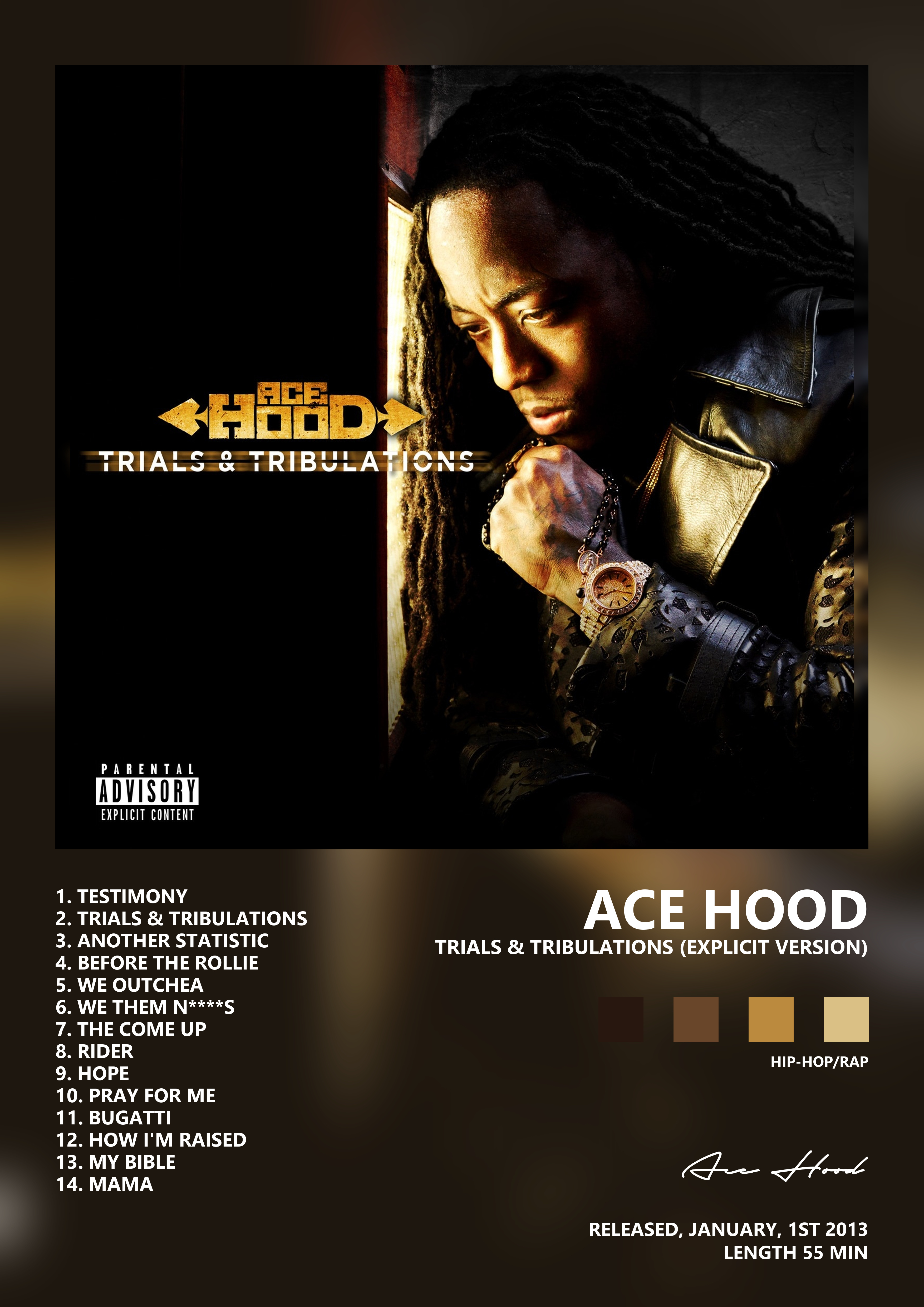 Music poster: Ace Hood - Trials Tribulations Explicit Version