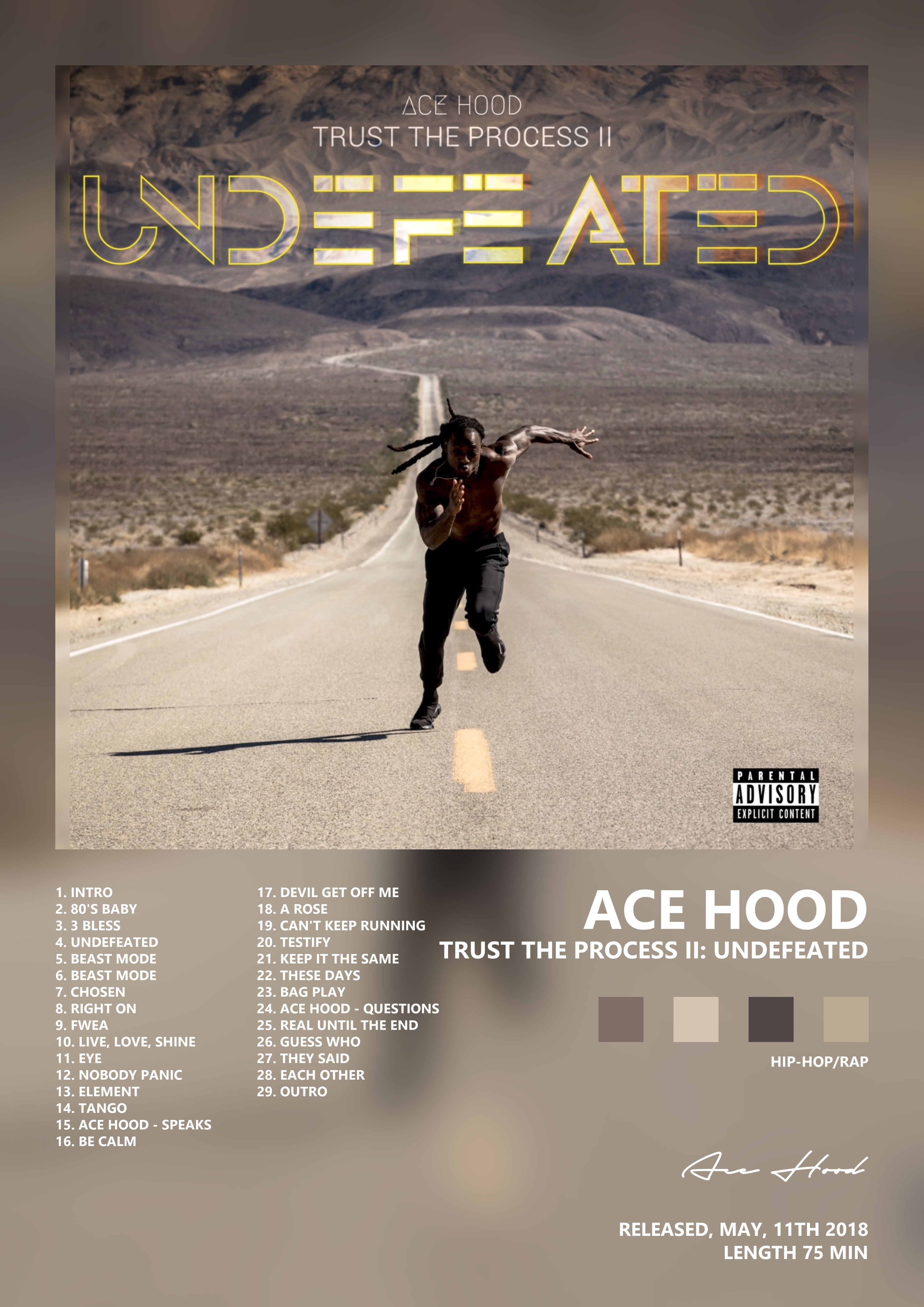 Music poster: Ace Hood - Trust the Process II Undefeated
