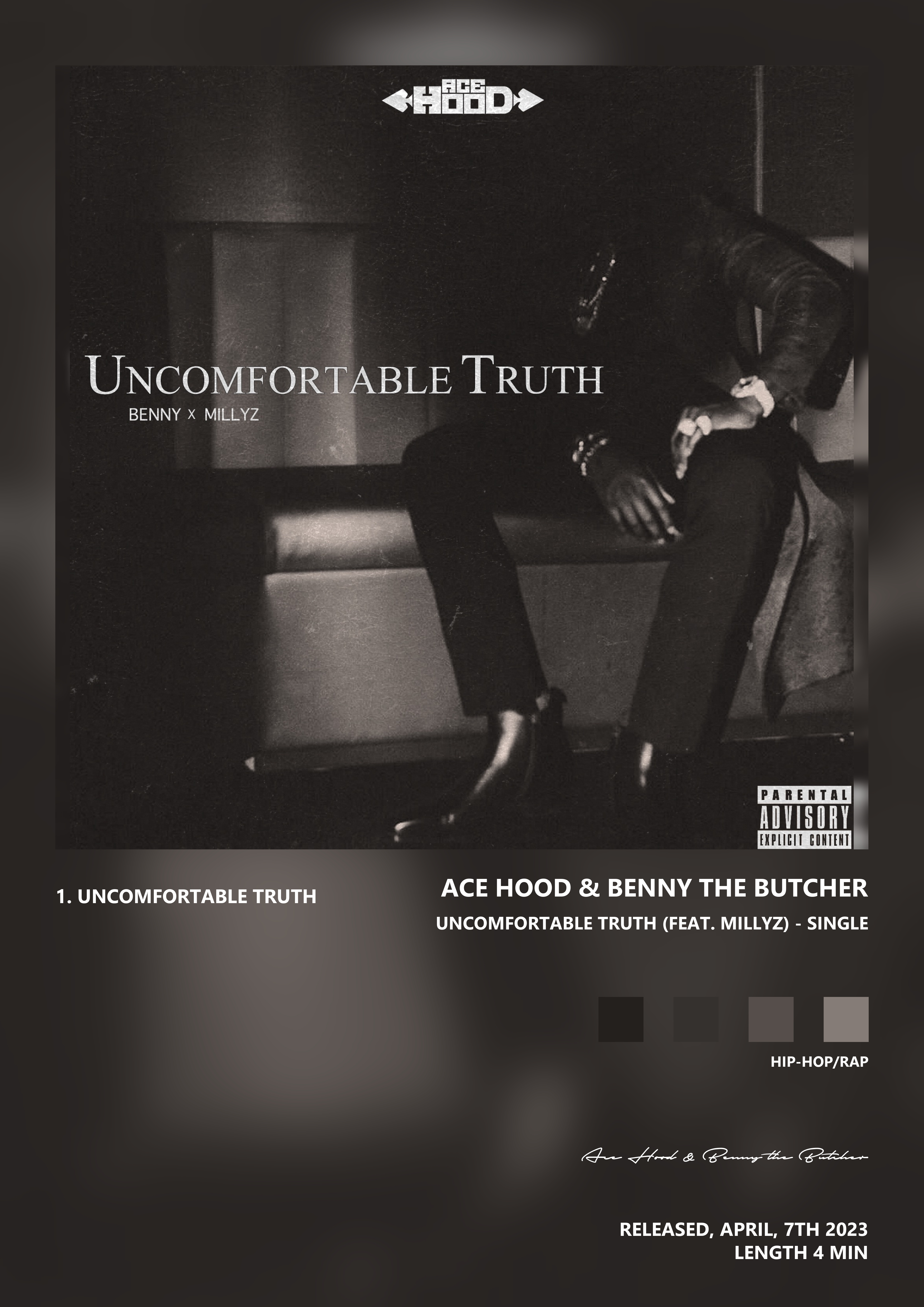 Music poster: Ace Hood Benny the Butcher - Uncomfortable Truth feat Millyz - Single