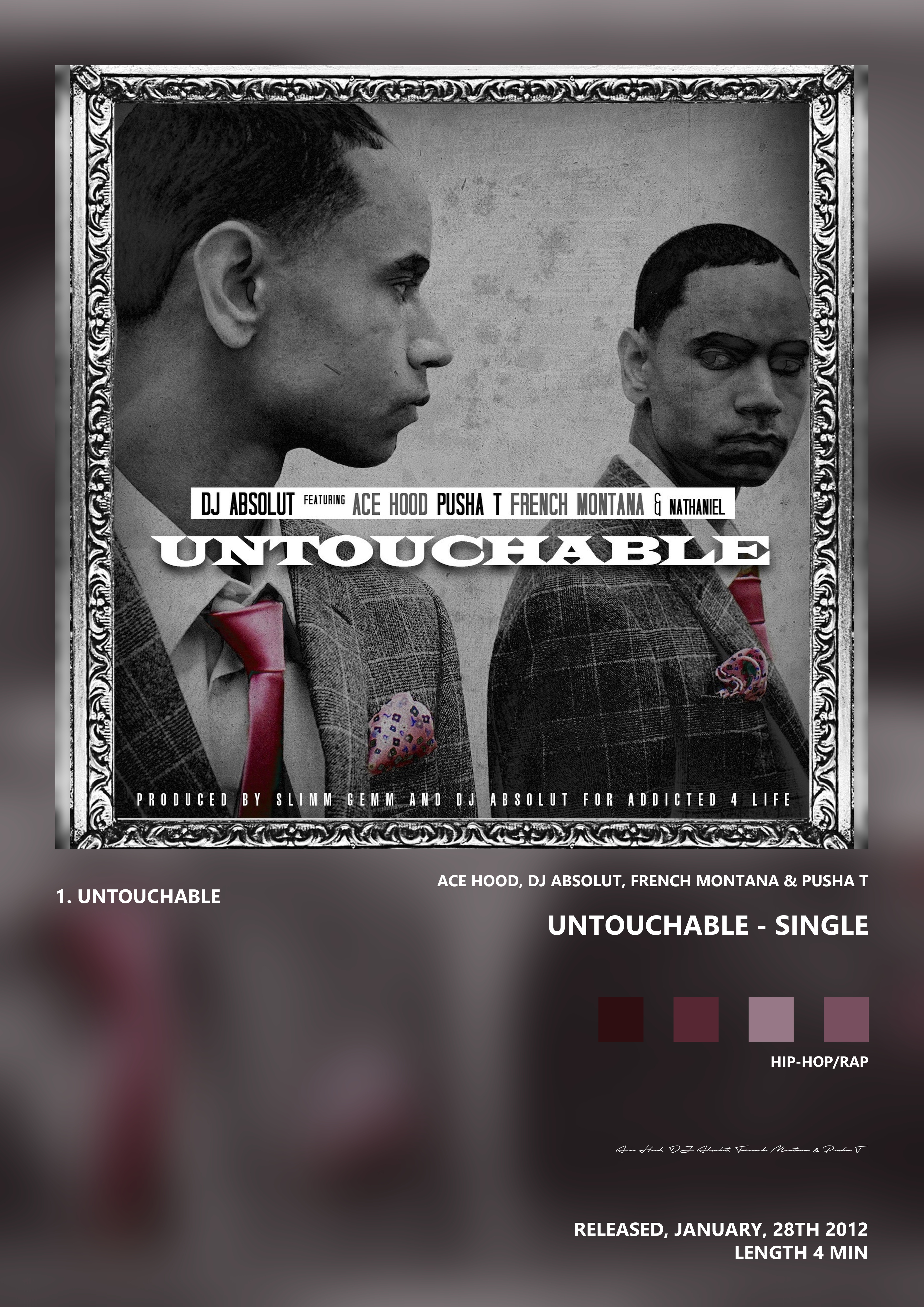 Music poster: Ace Hood DJ Absolut French Montana Pusha T - Untouchable - Single